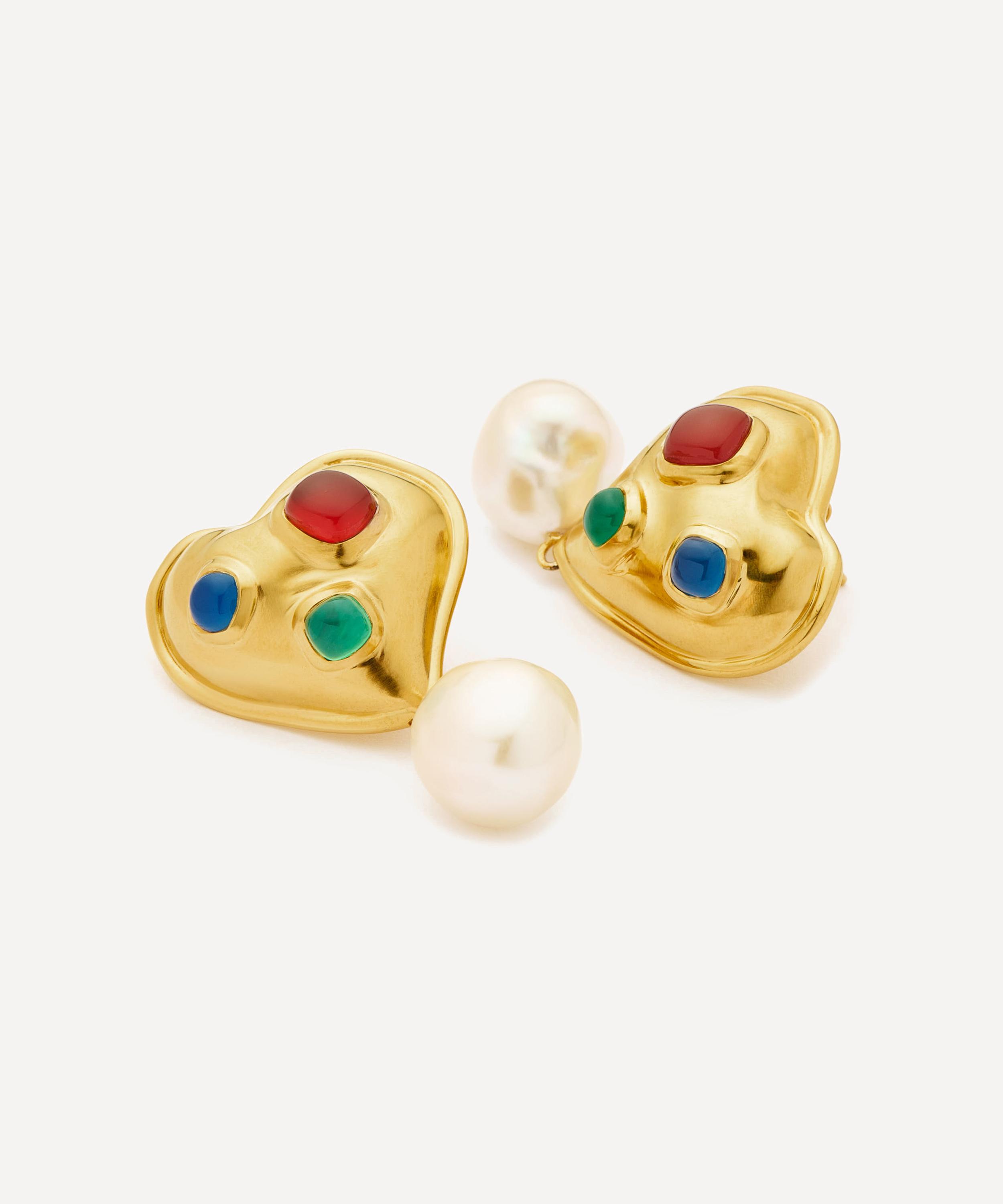Missoma - X Rouje 18ct Gold-Plated Marisa Heart Pearl Stud Earrings image number 0