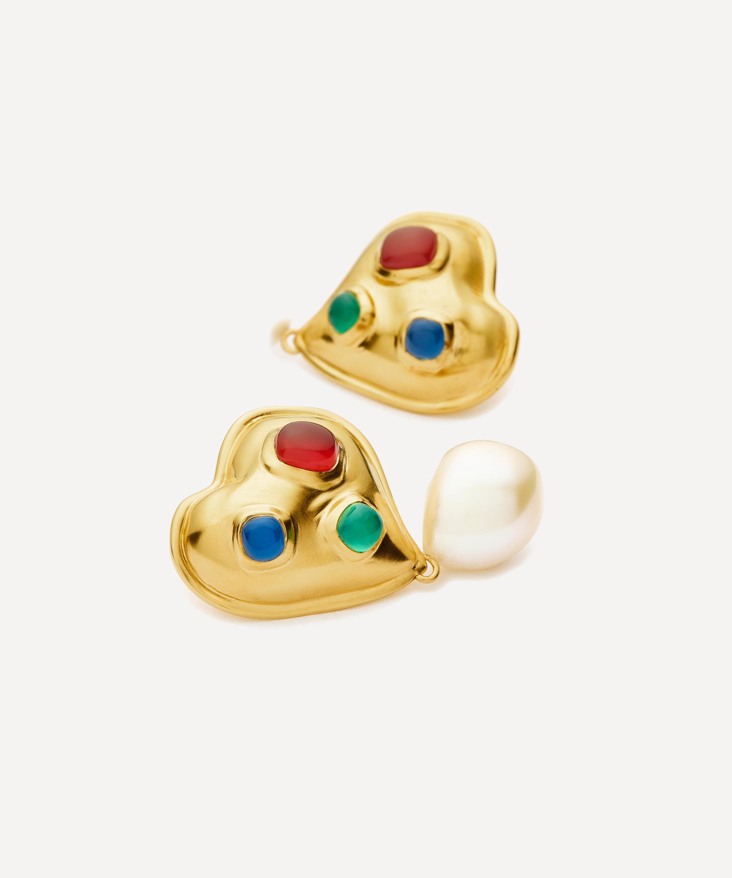 Missoma - X Rouje 18ct Gold-Plated Marisa Heart Pearl Stud Earrings image number 1