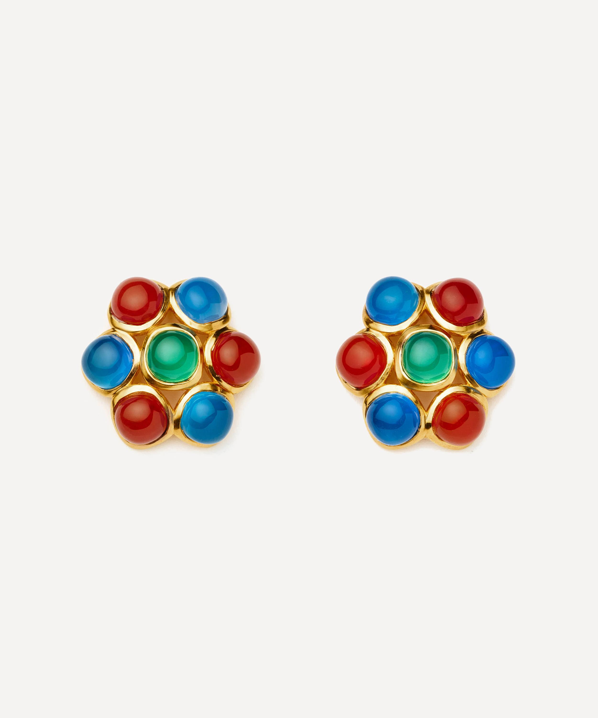 Missoma - X Rouje 18ct Gold-Plated Joise Gemstone Oversized Stud Earrings image number 0