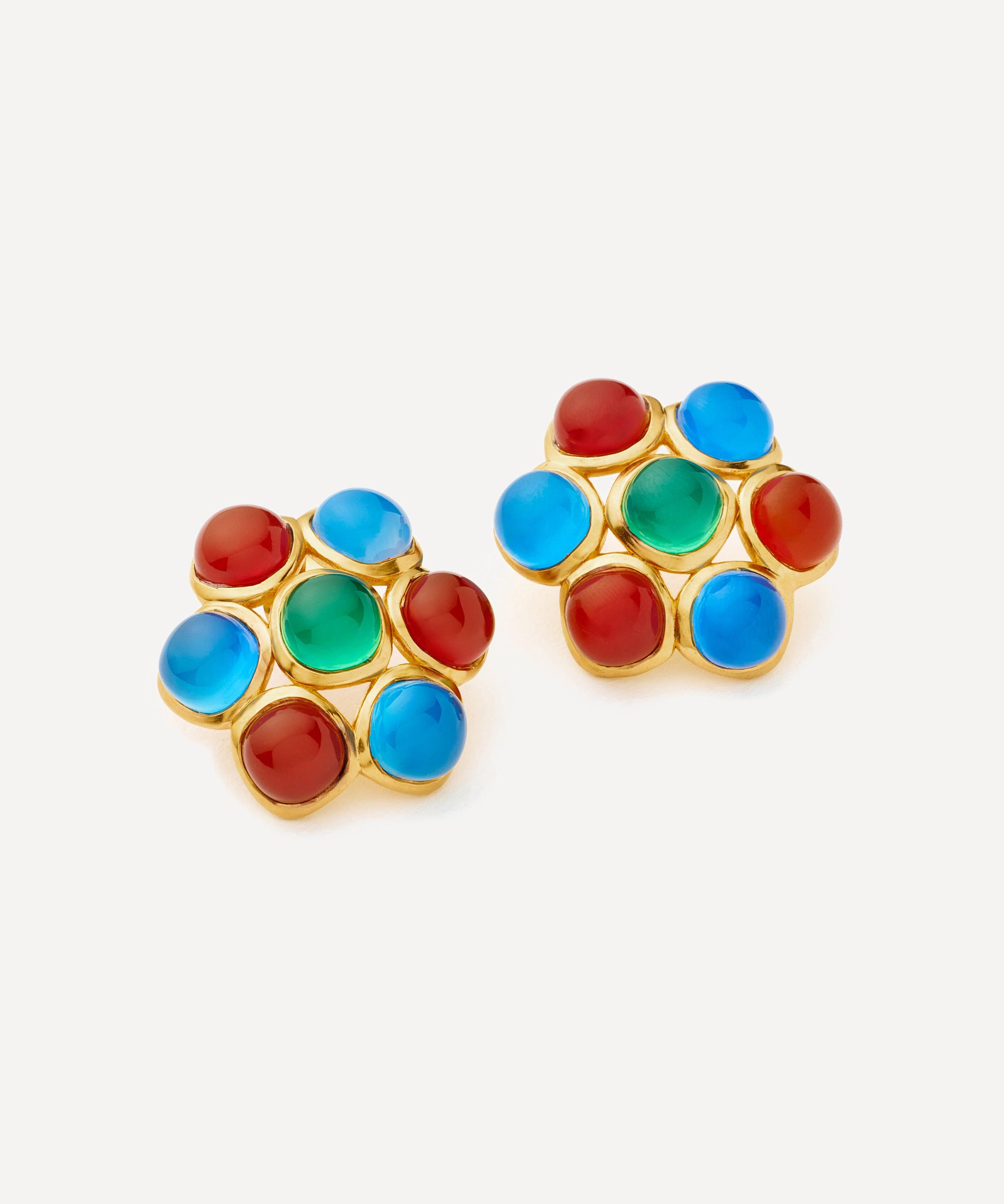 Missoma - X Rouje 18ct Gold-Plated Joise Gemstone Oversized Stud Earrings image number 1
