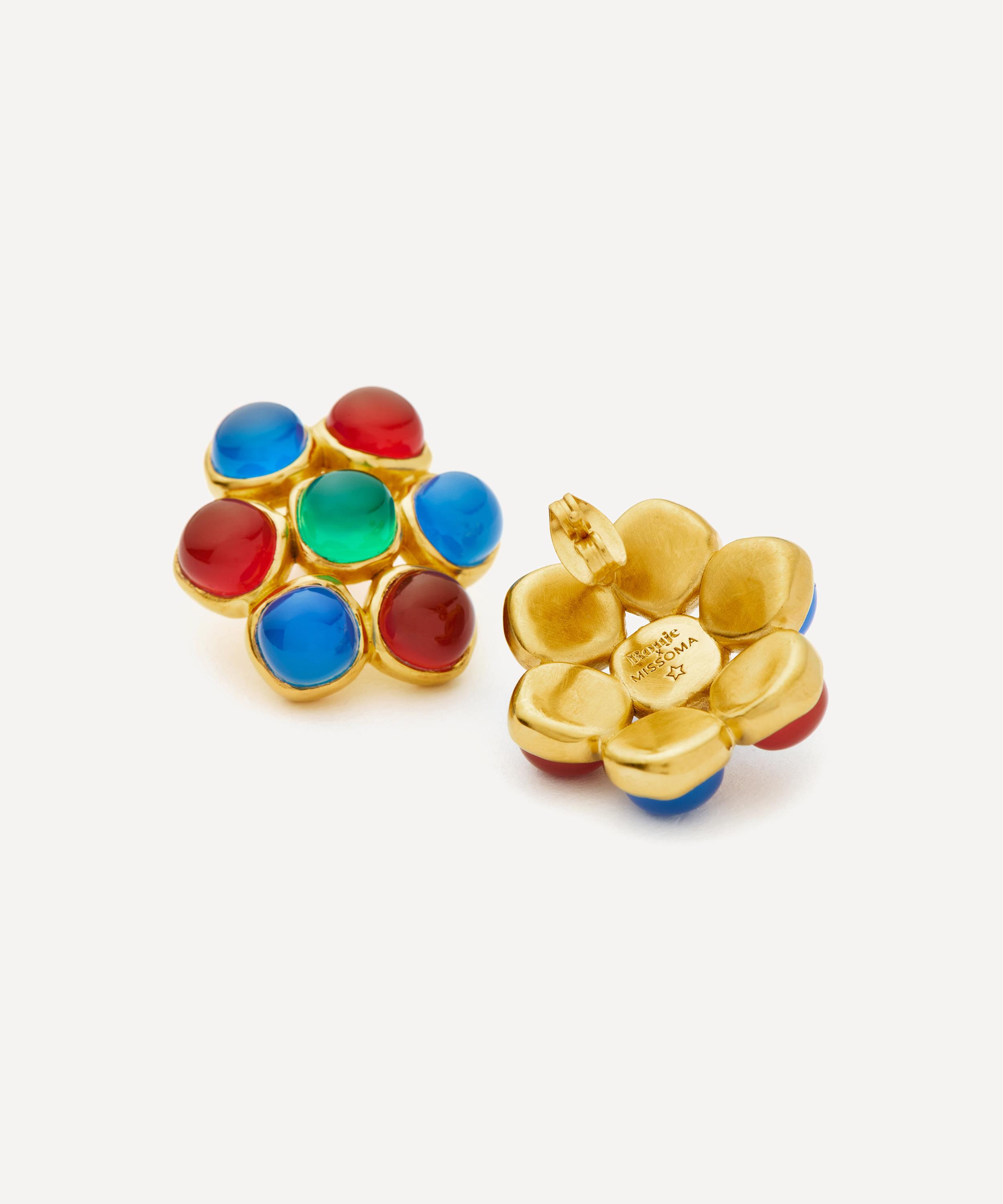 Missoma - X Rouje 18ct Gold-Plated Joise Gemstone Oversized Stud Earrings image number 2