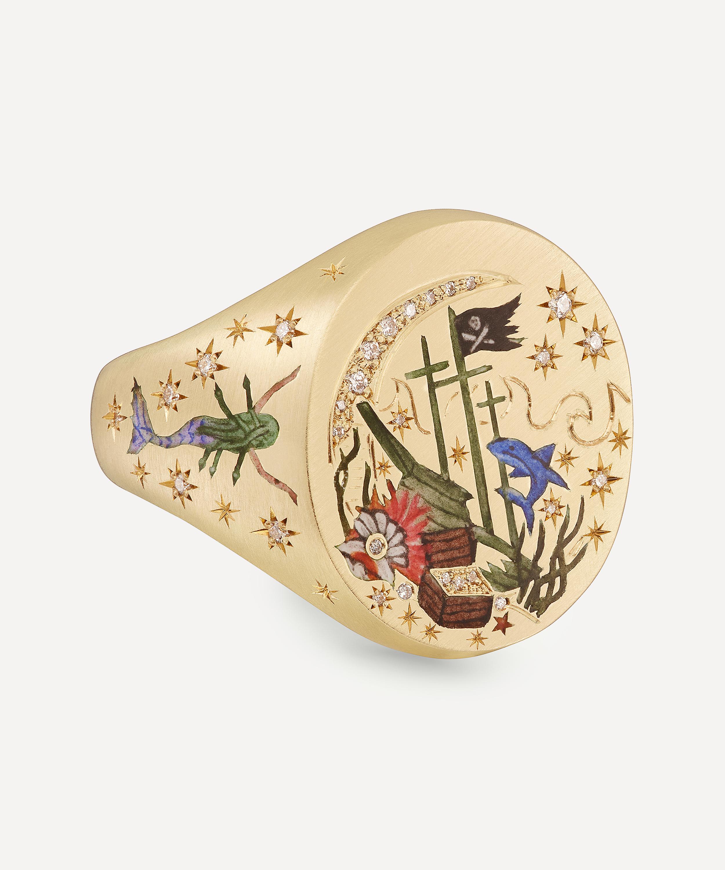 Cece Jewellery - 18ct Gold A Sailor’s Superstition Signet Ring image number 1