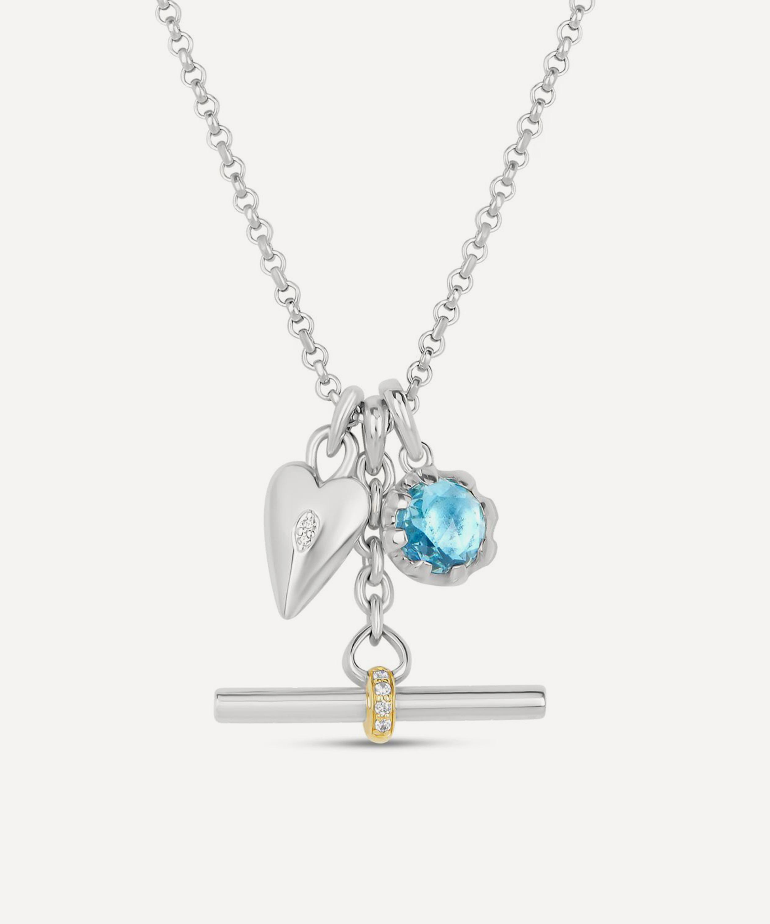 Dinny Hall - Mixed Metal My World T-Bar with Heart and Rose Cut Charm Cluster Pendant Necklace image number 0