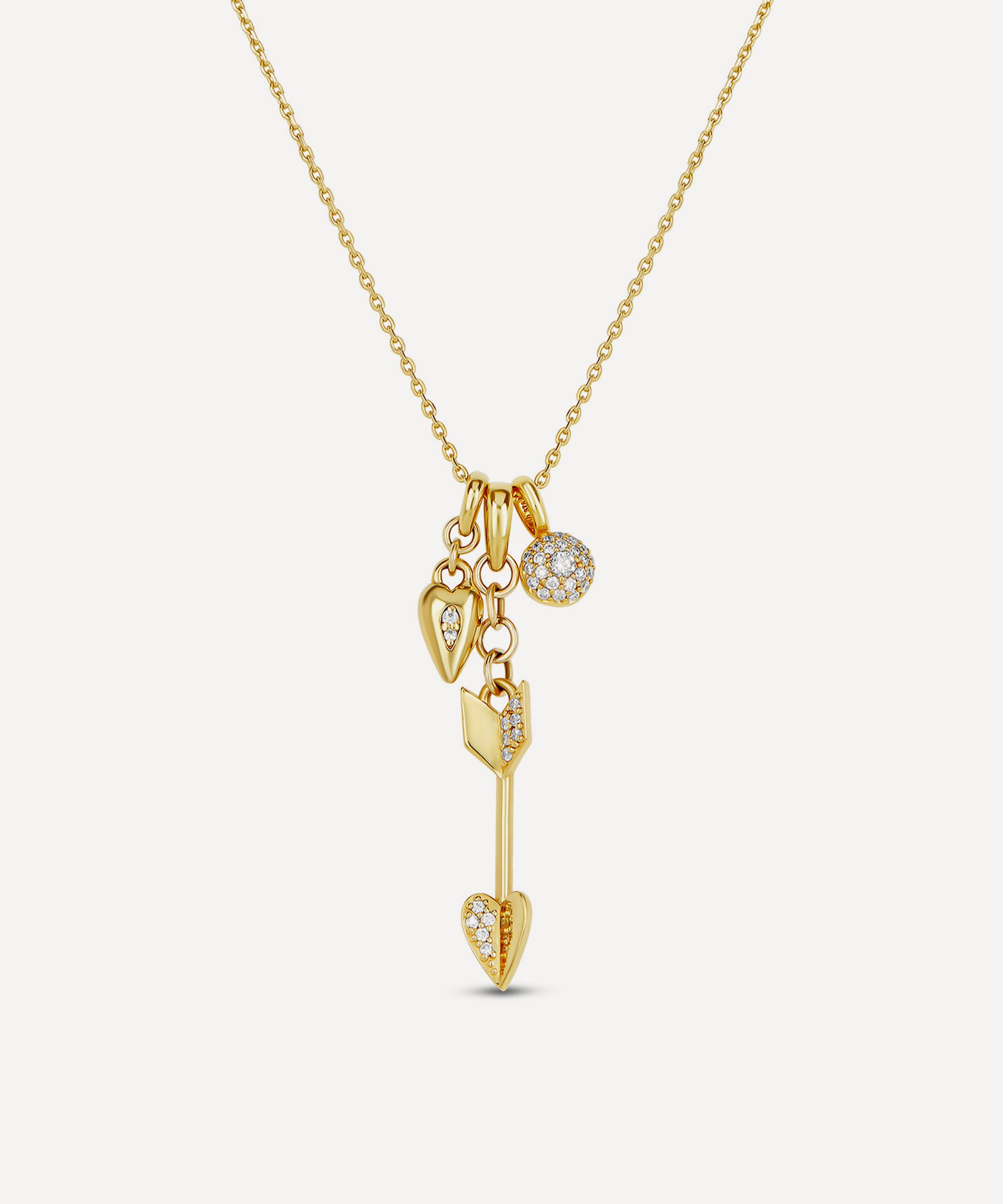 Dinny Hall - 9ct Gold My World Mini Heart with Arrow and Bon Bon Charm Cluster Pendant Necklace image number 0