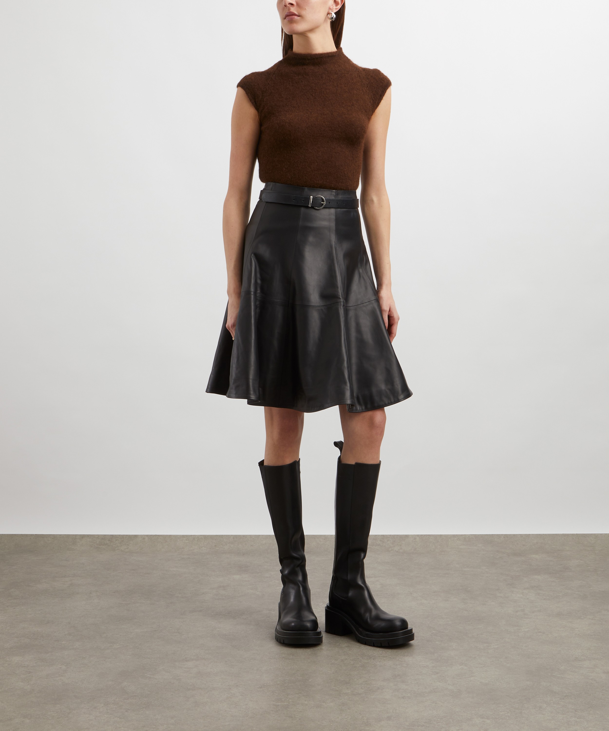 AEXAE - Leather A-Line Midi Skirt image number 1