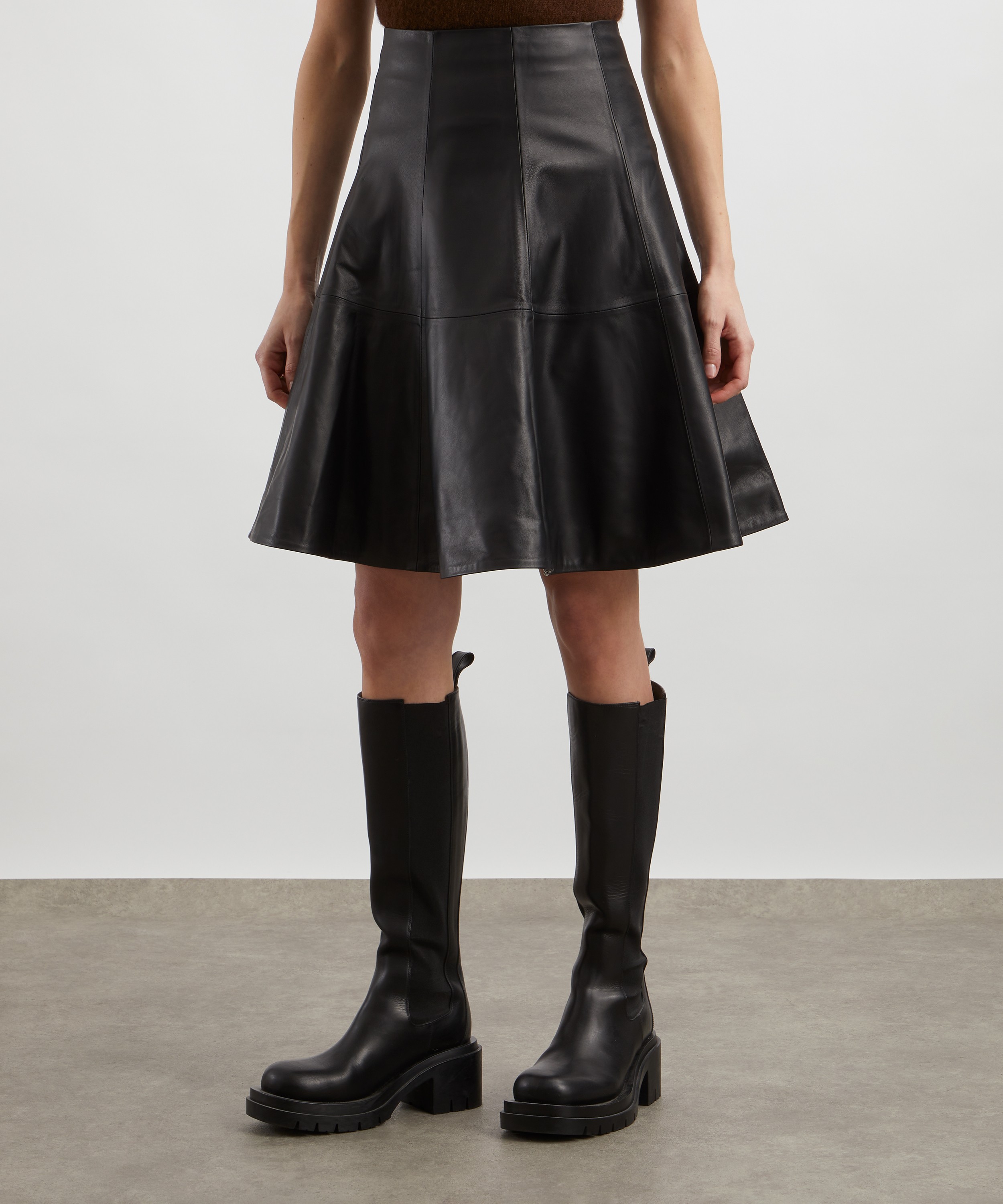 AEXAE - Leather A-Line Midi Skirt image number 2