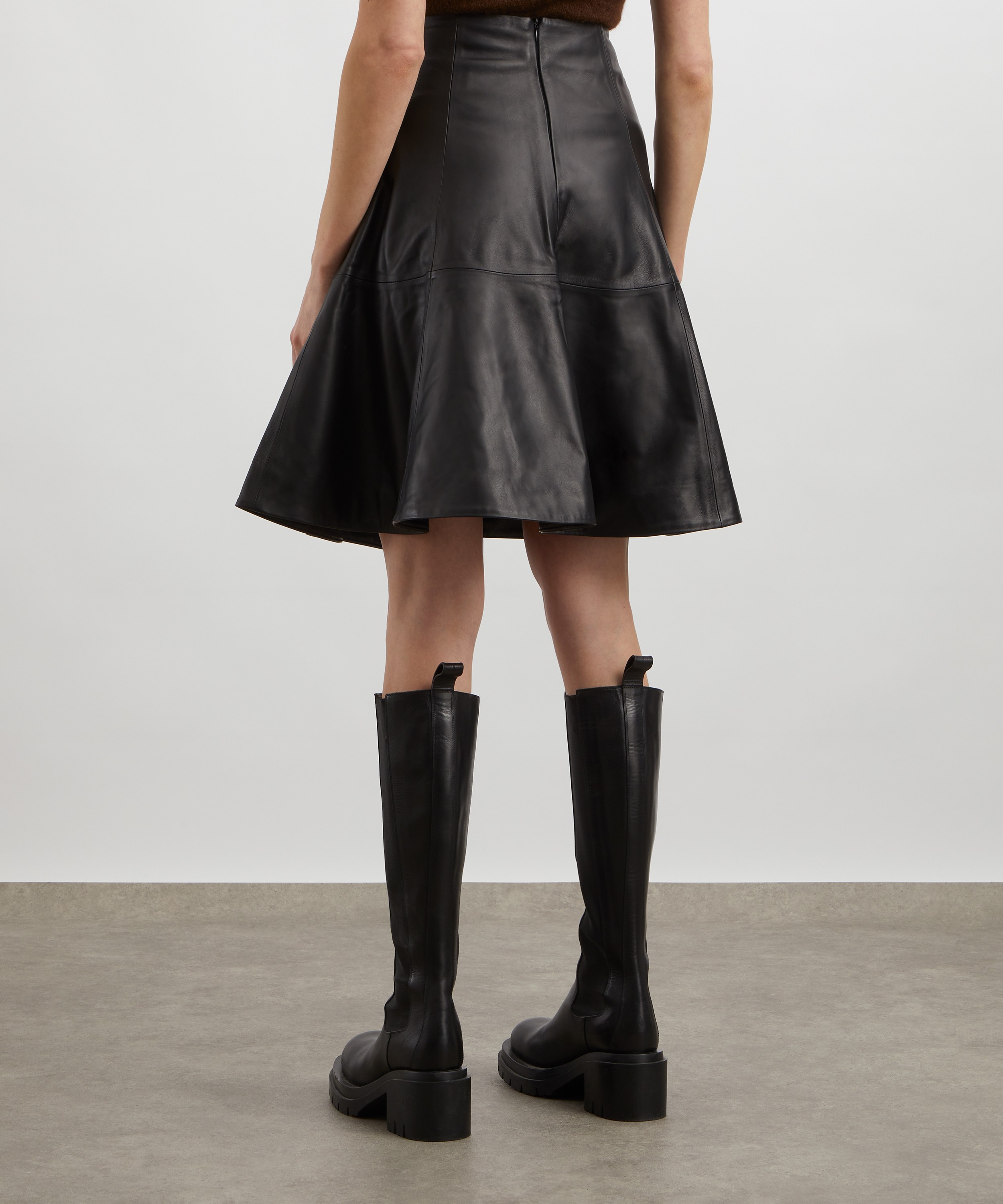 AEXAE - Leather A-Line Midi Skirt image number 3