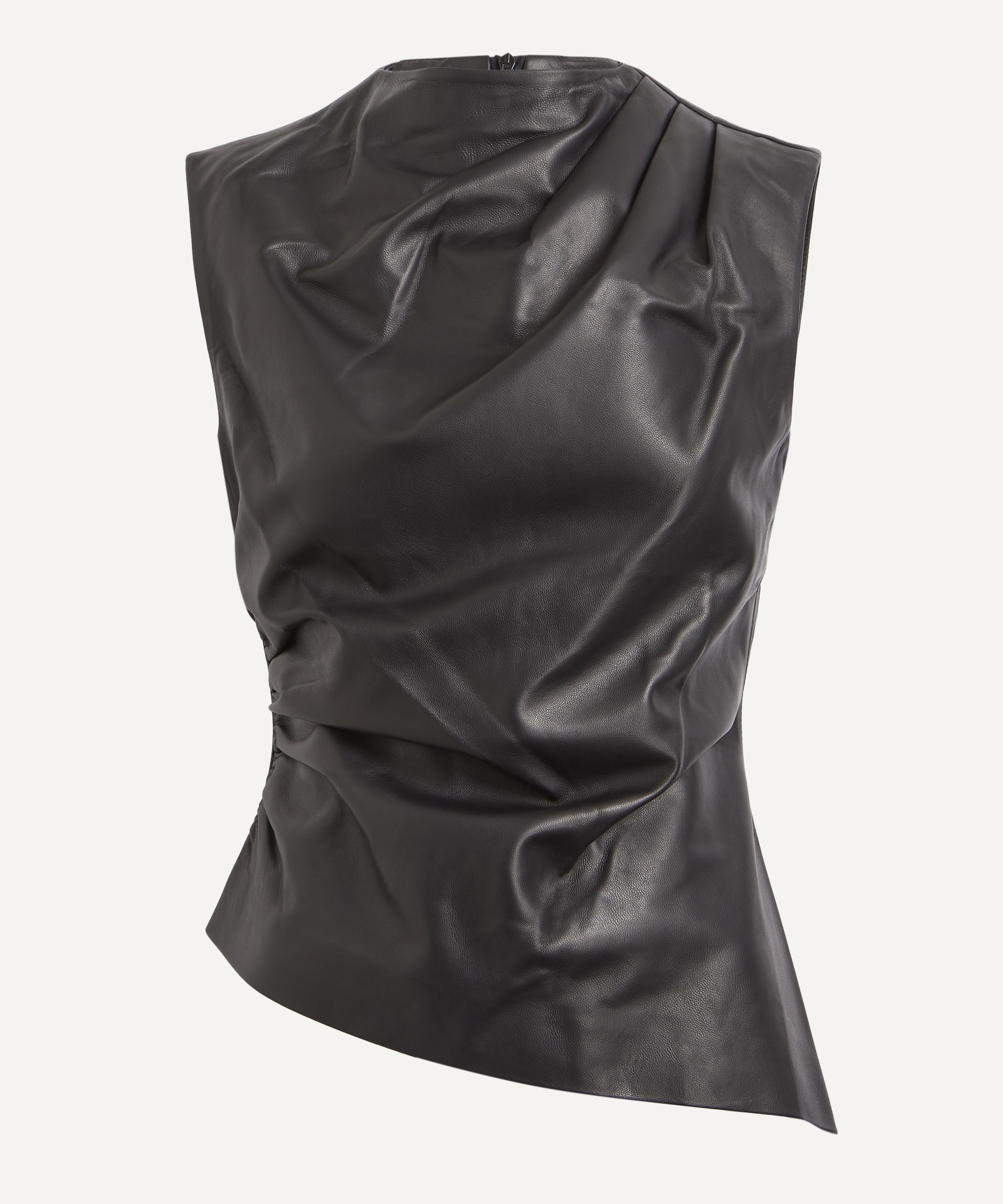 AEXAE - Leather Ruched Top image number 0