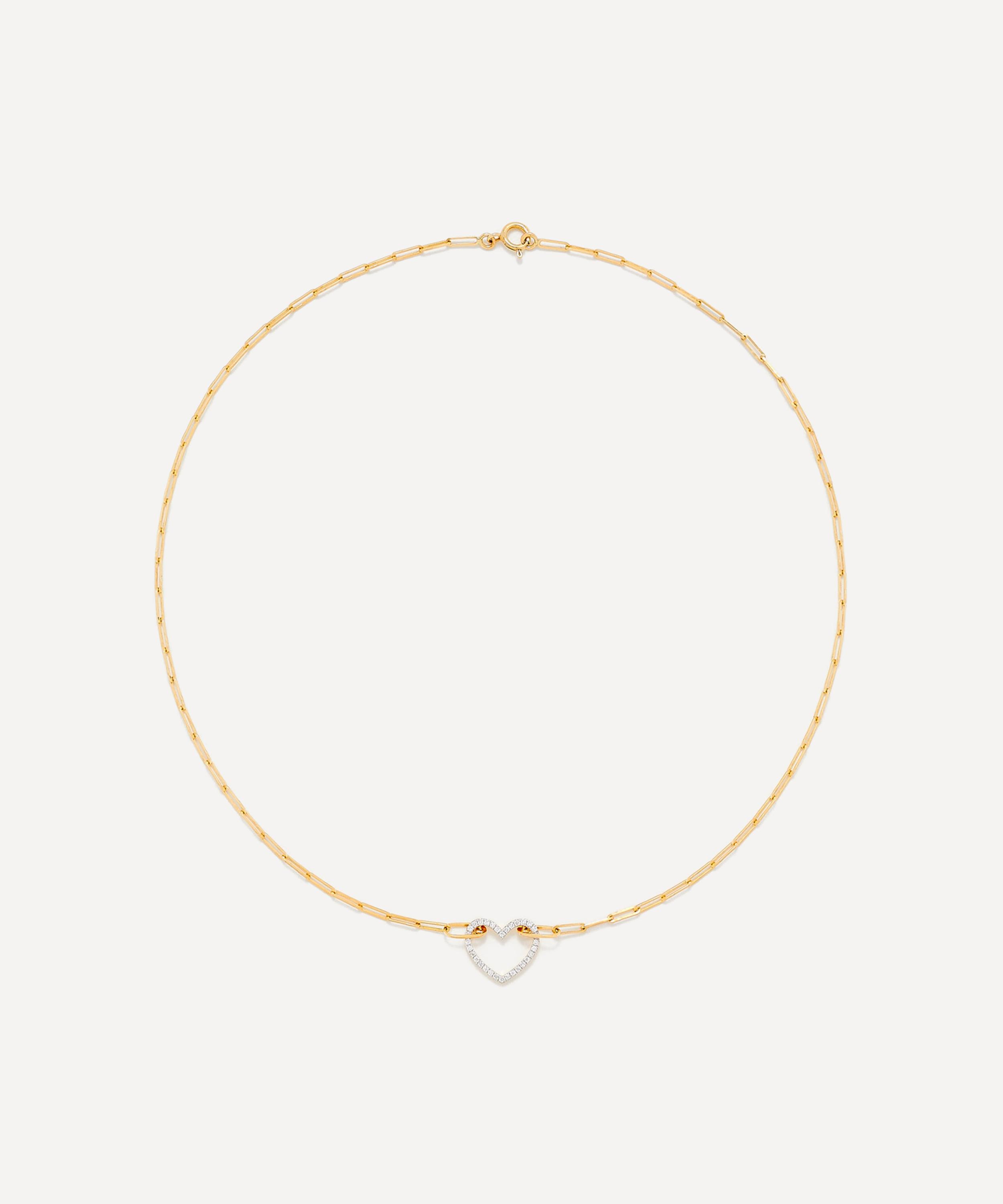 Yvonne Léon - 18ct Gold Small Diamond Heart Pendant Necklace image number 0