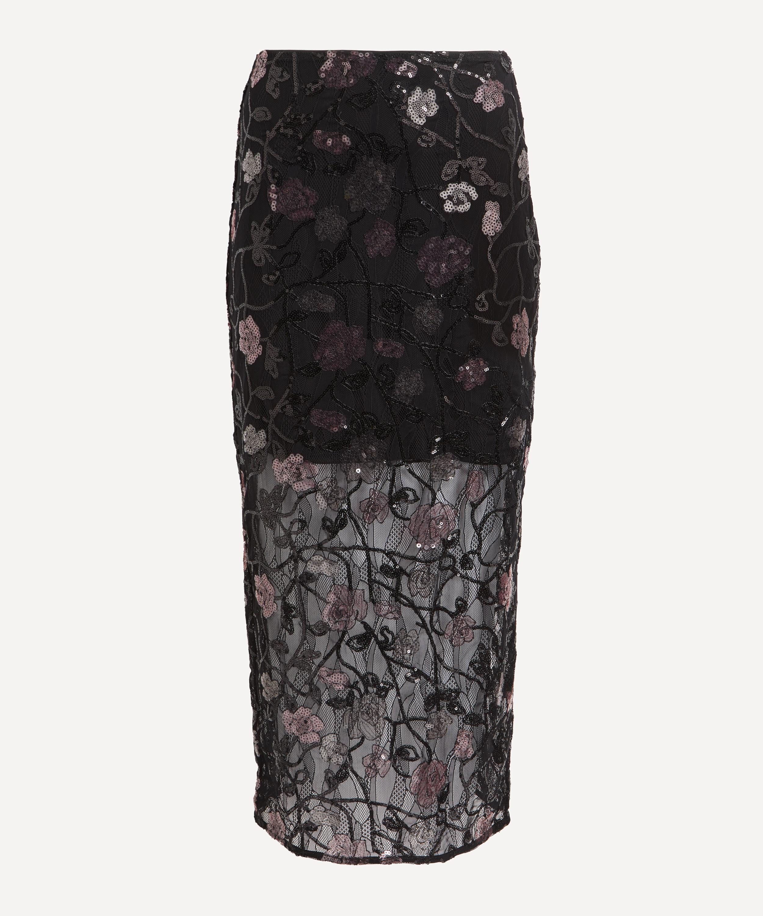 ROTATE Birger Christensen - Black Lace Long Midi Skirt image number 0