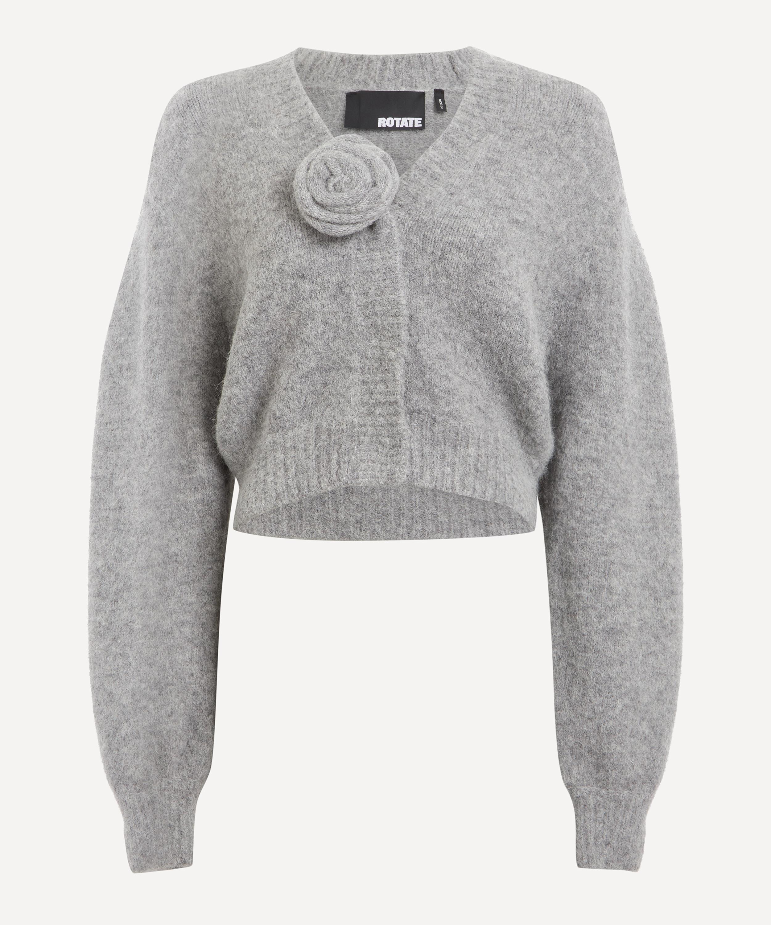 ROTATE Birger Christensen - Grey Knit Cropped Cardigan image number 0