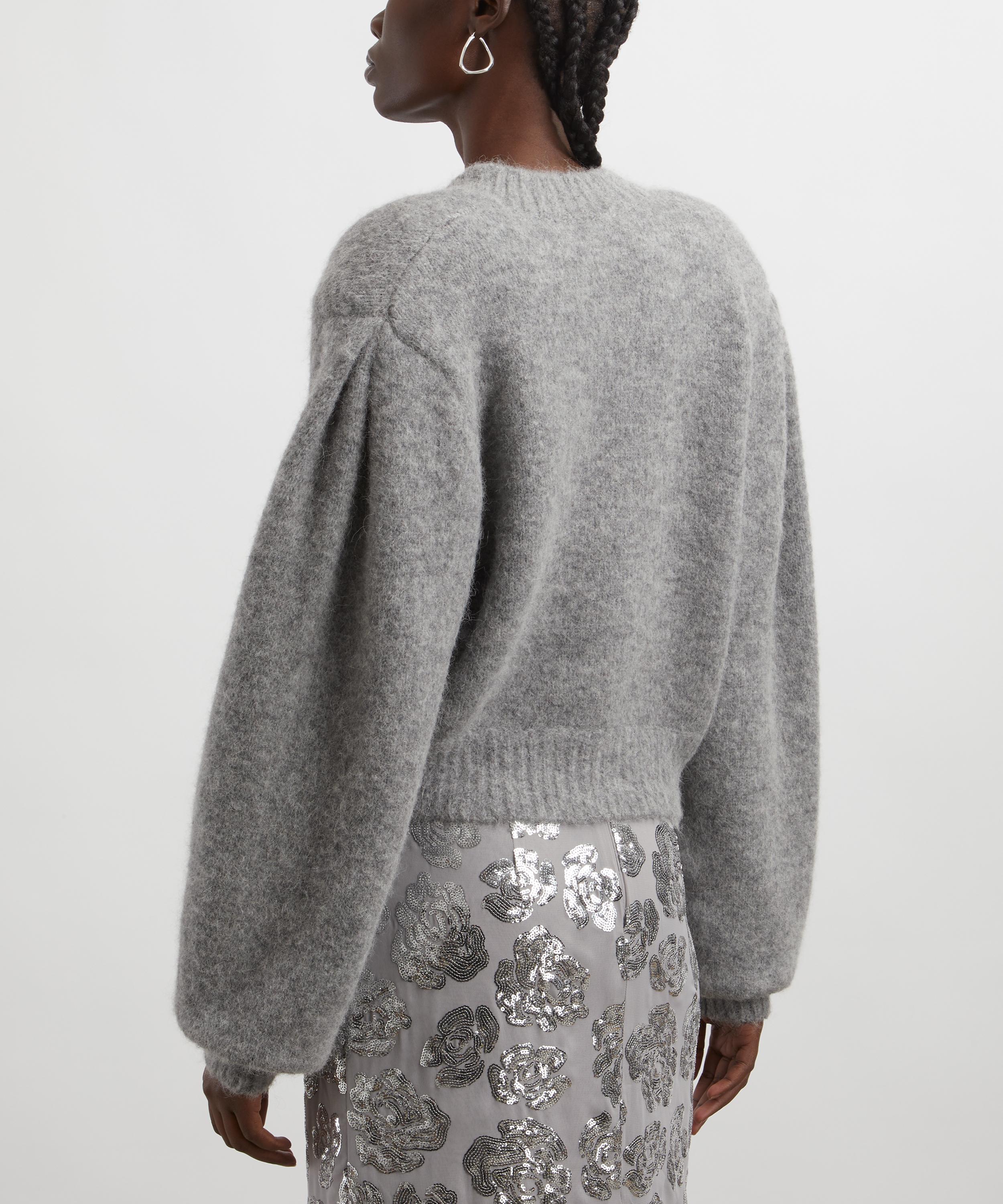 ROTATE Birger Christensen - Grey Knit Cropped Cardigan image number 3