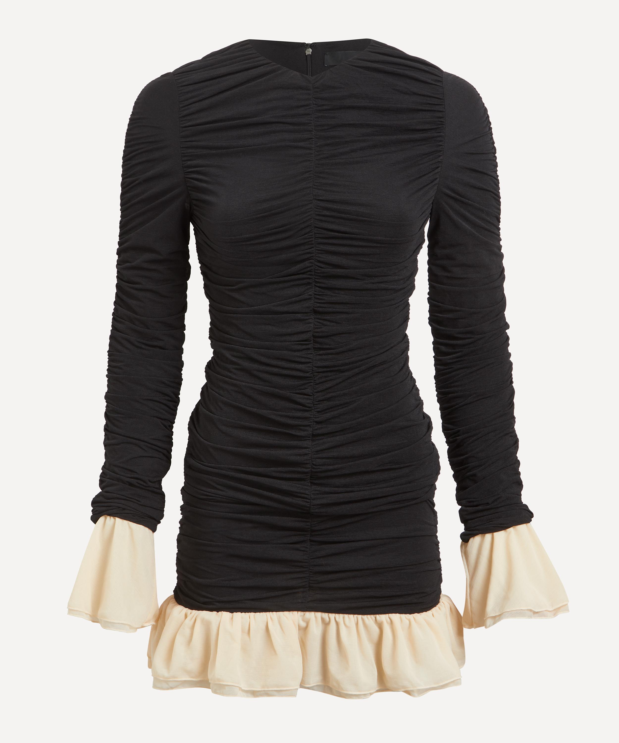 ROTATE Birger Christensen - Mini Ruched Long Sleeve Dress