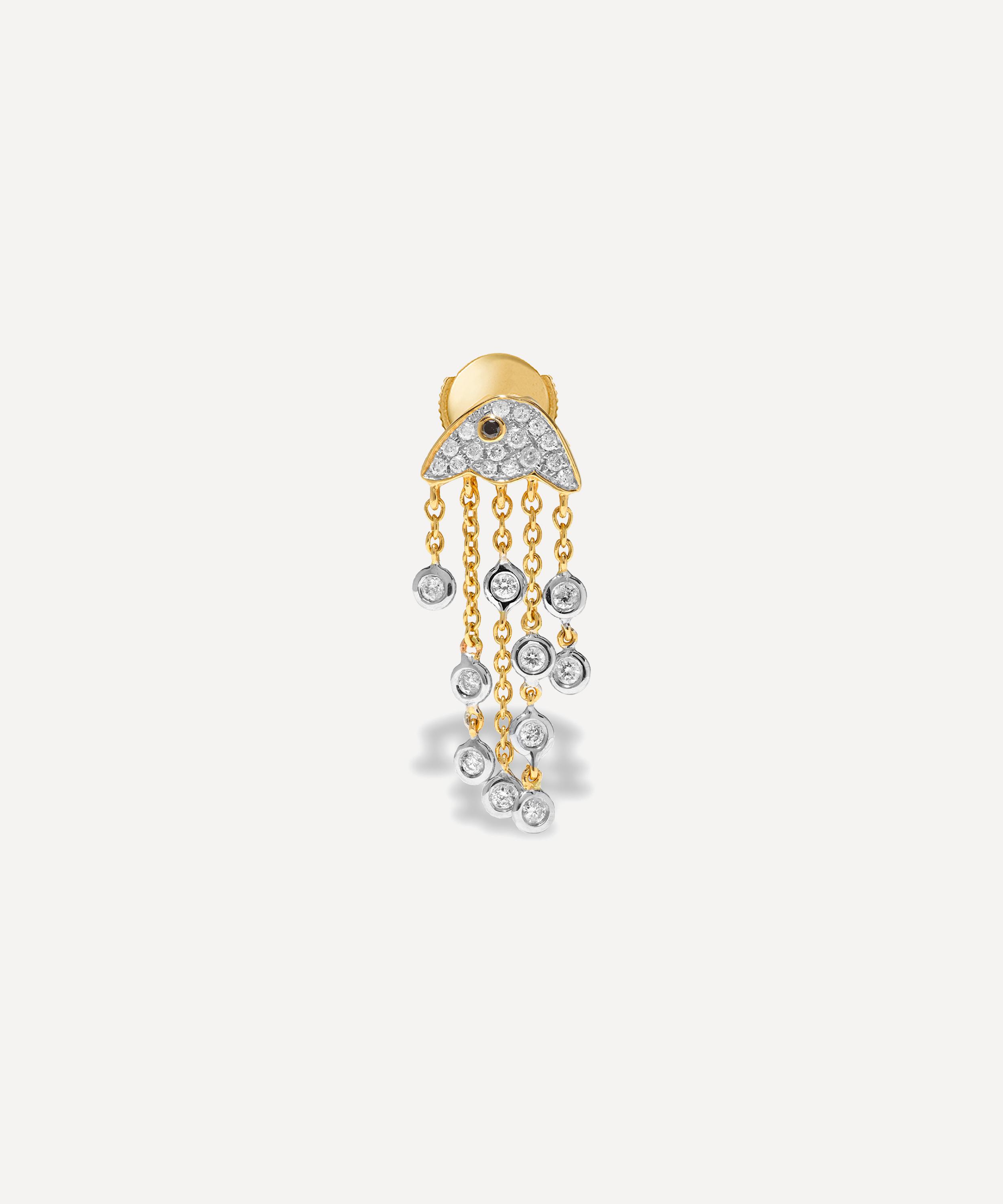 Yvonne Léon - 18ct Gold Diamond Jellyfish Drop Earring image number 0