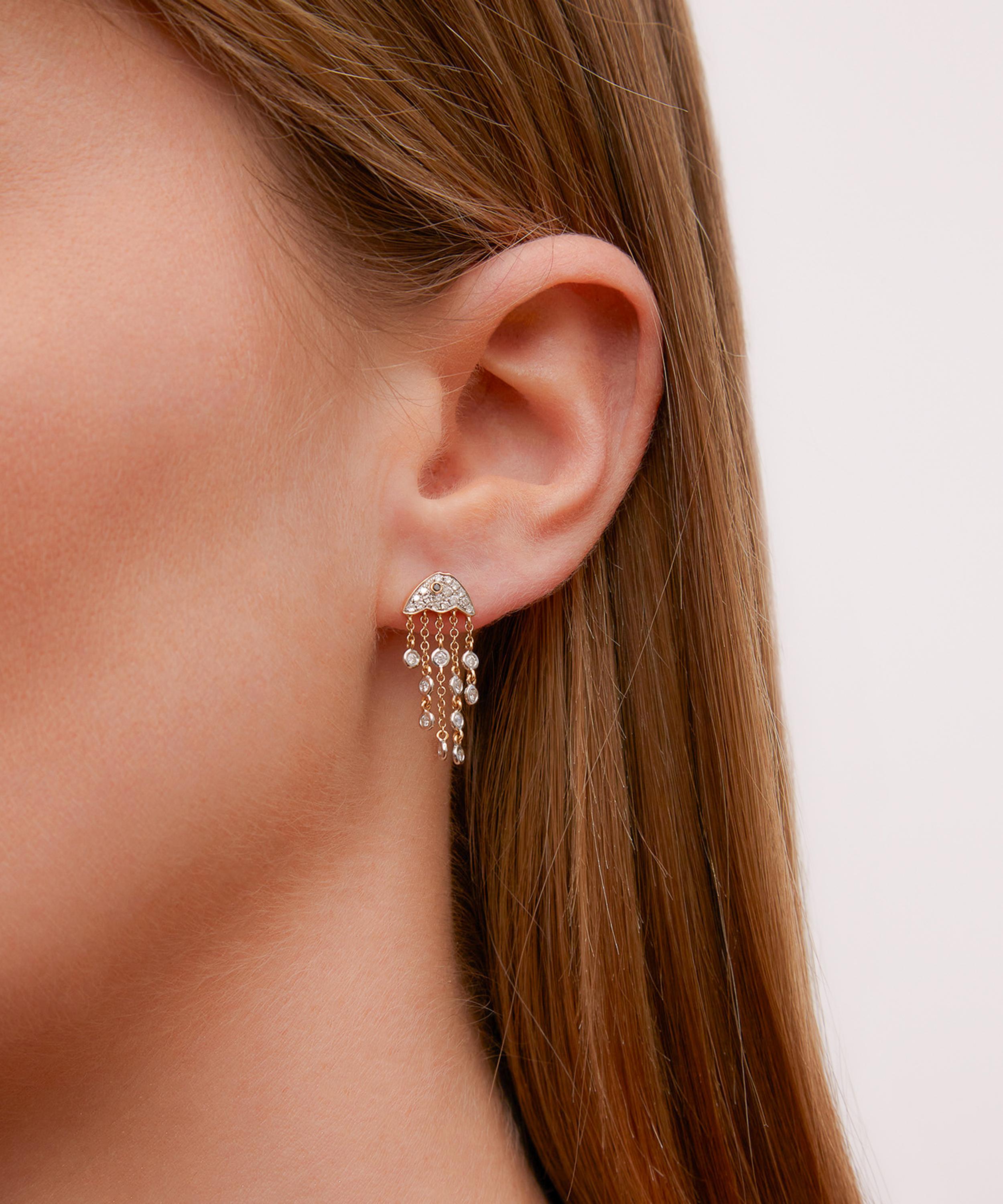 Yvonne Léon - 18ct Gold Diamond Jellyfish Drop Earring image number 1