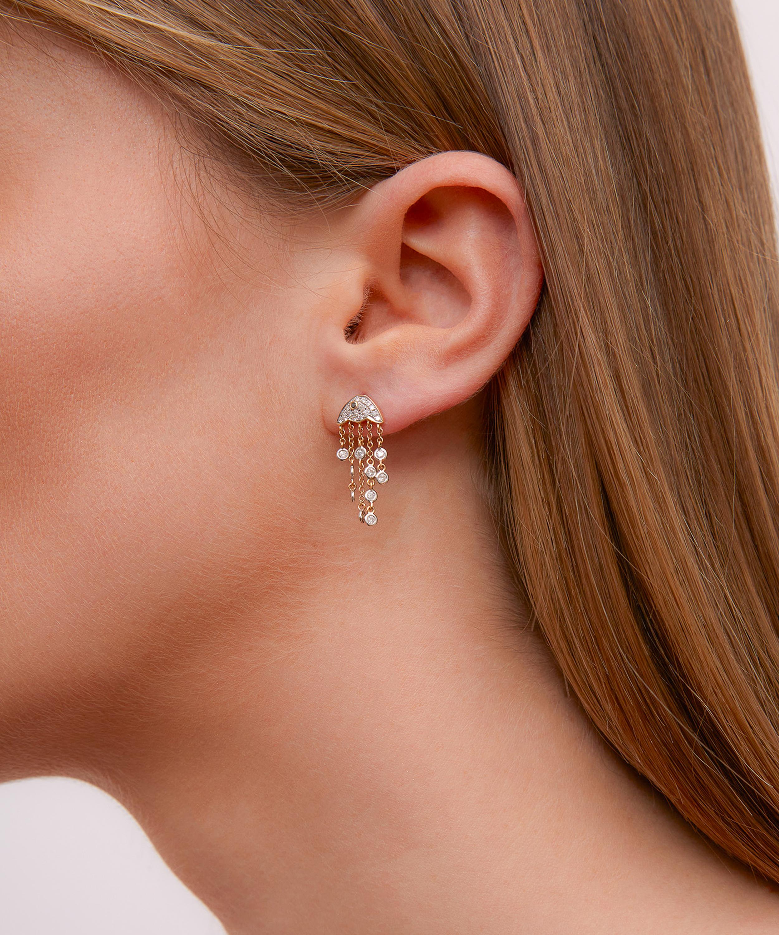 Yvonne Léon - 18ct Gold Diamond Jellyfish Drop Earring image number 3