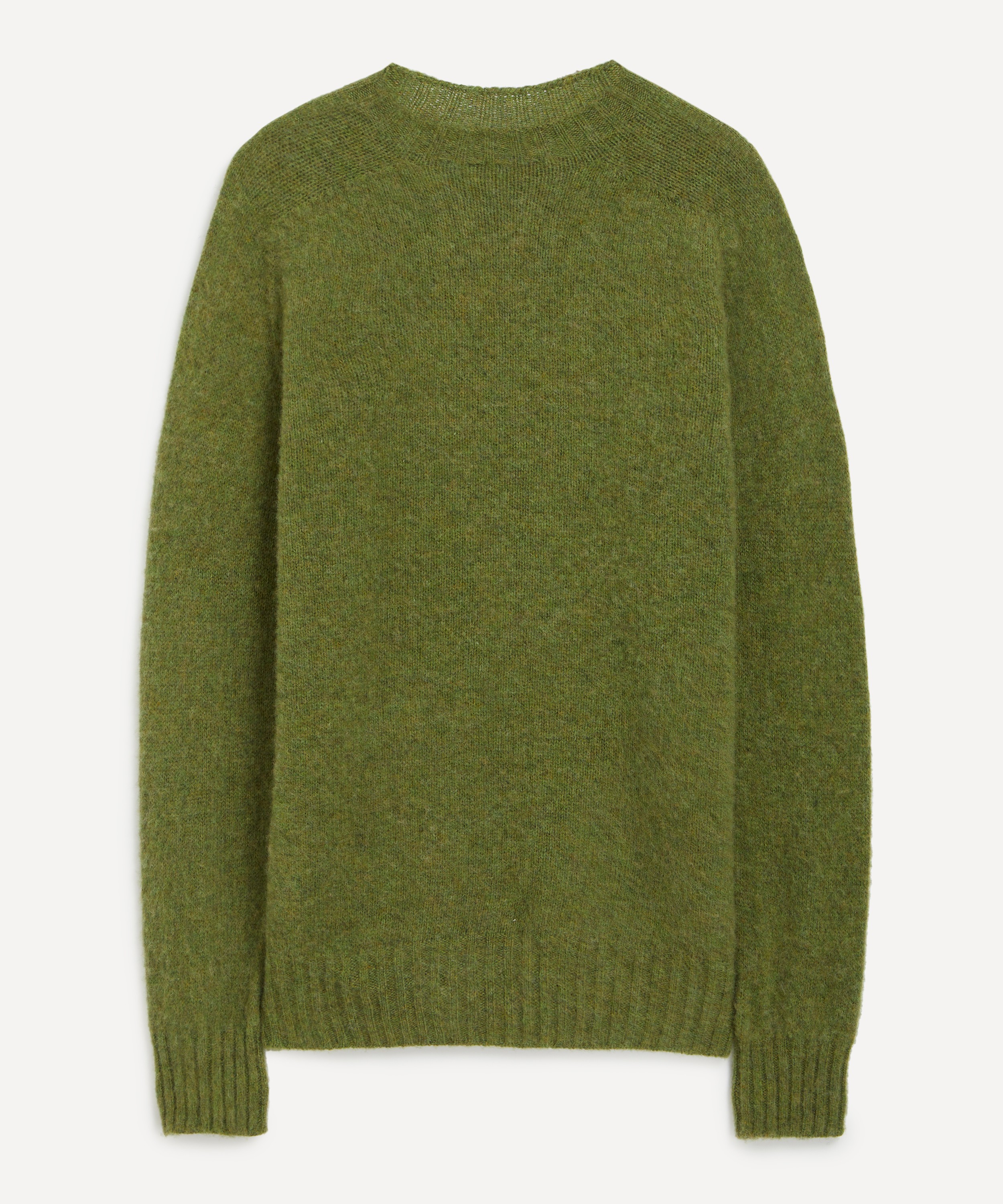 Sunspel - Moss Green Melange Shetland Crew Jumper