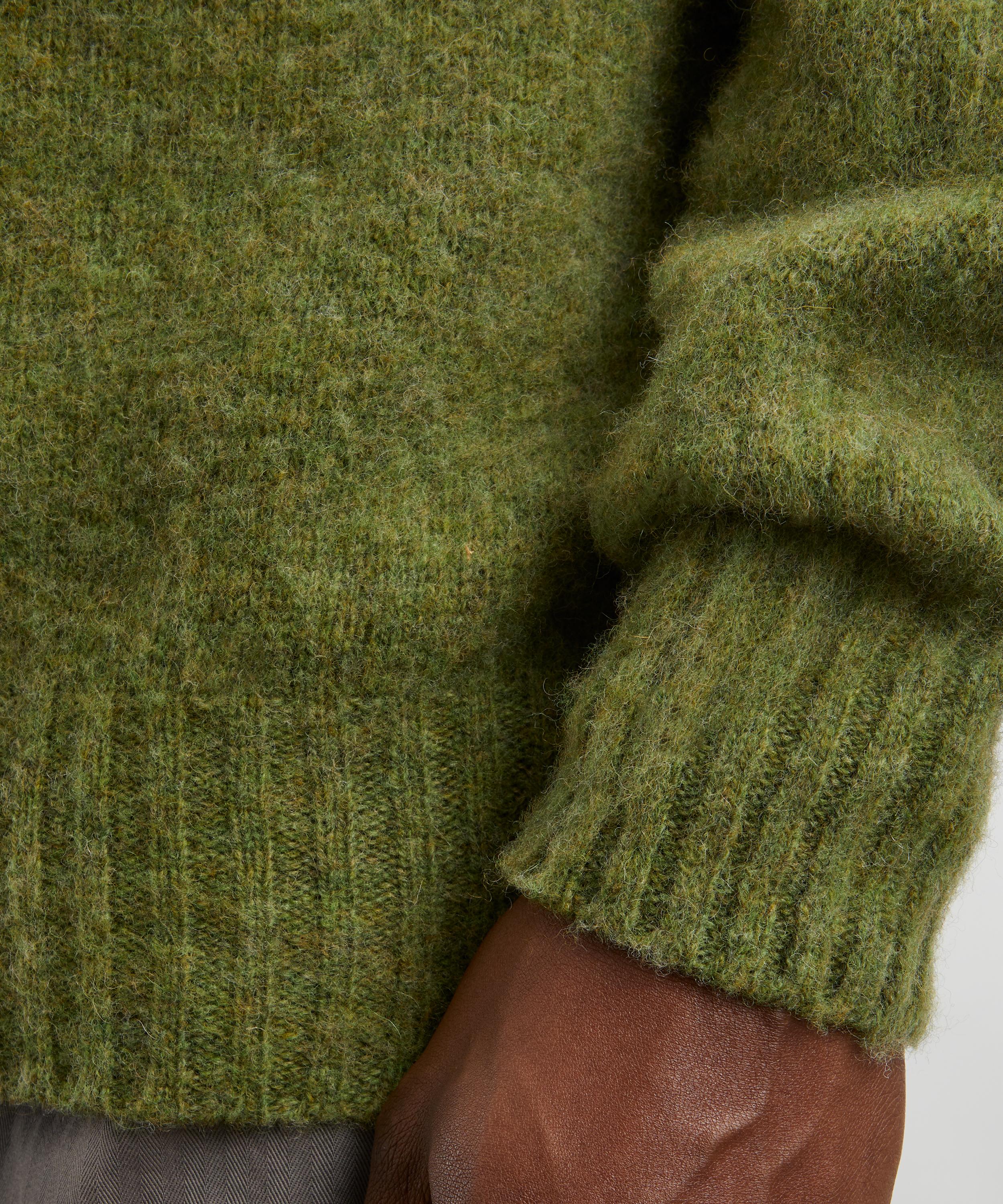 Sunspel - Moss Green Melange Shetland Crew Jumper image number 4