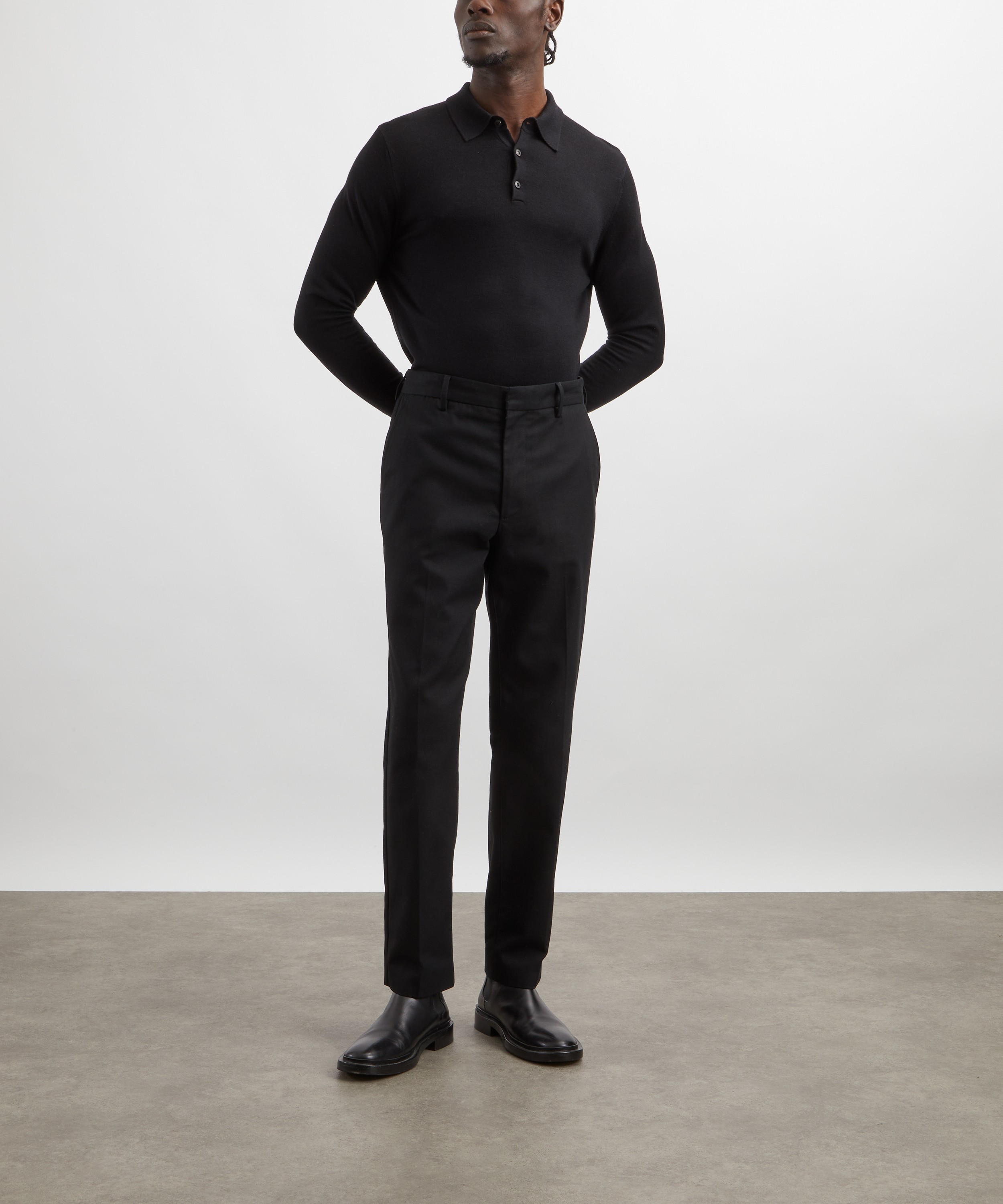 Sunspel - Black Extra-Fine Merino Polo Shirt image number 1