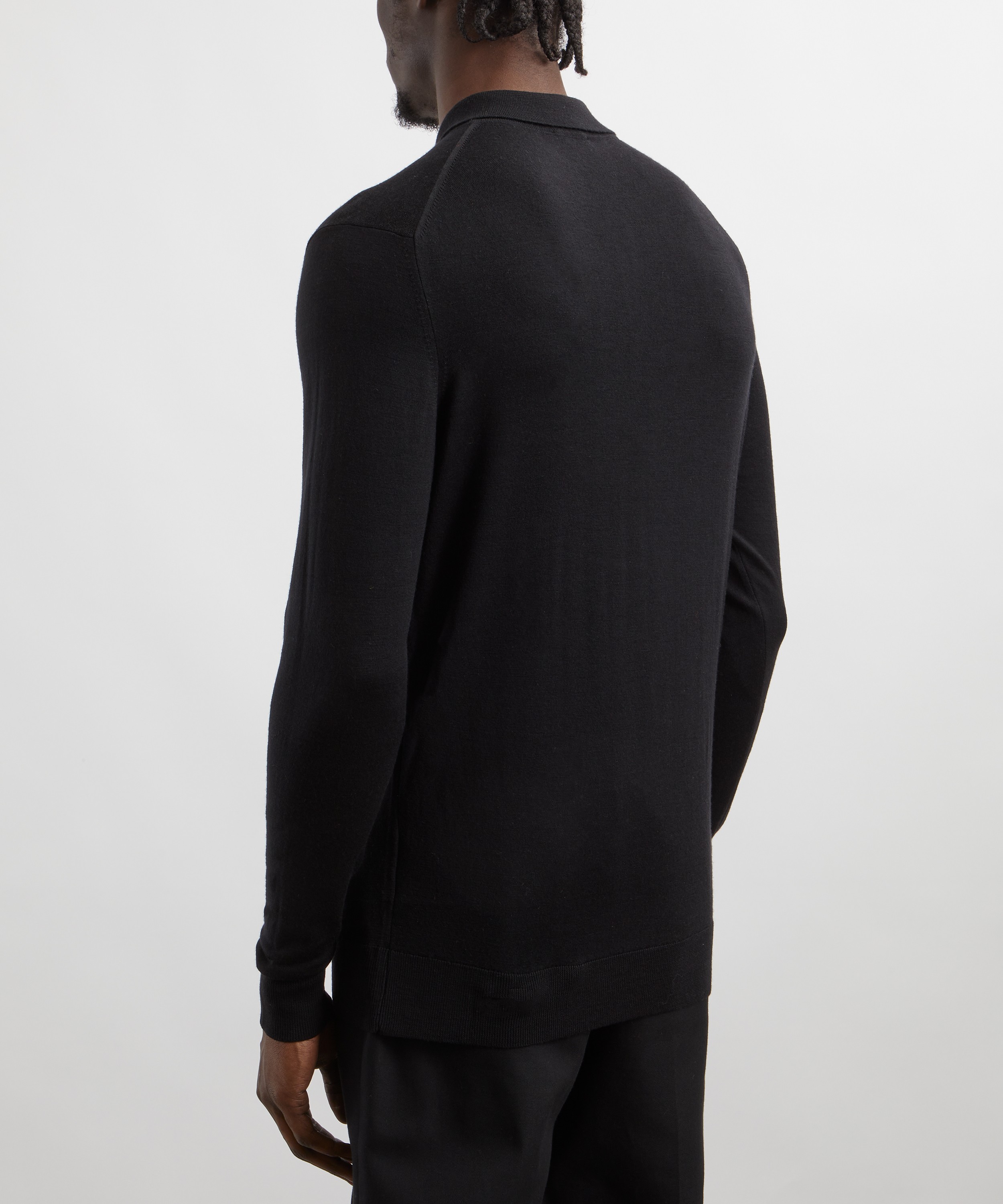 Sunspel - Black Extra-Fine Merino Polo Shirt image number 3