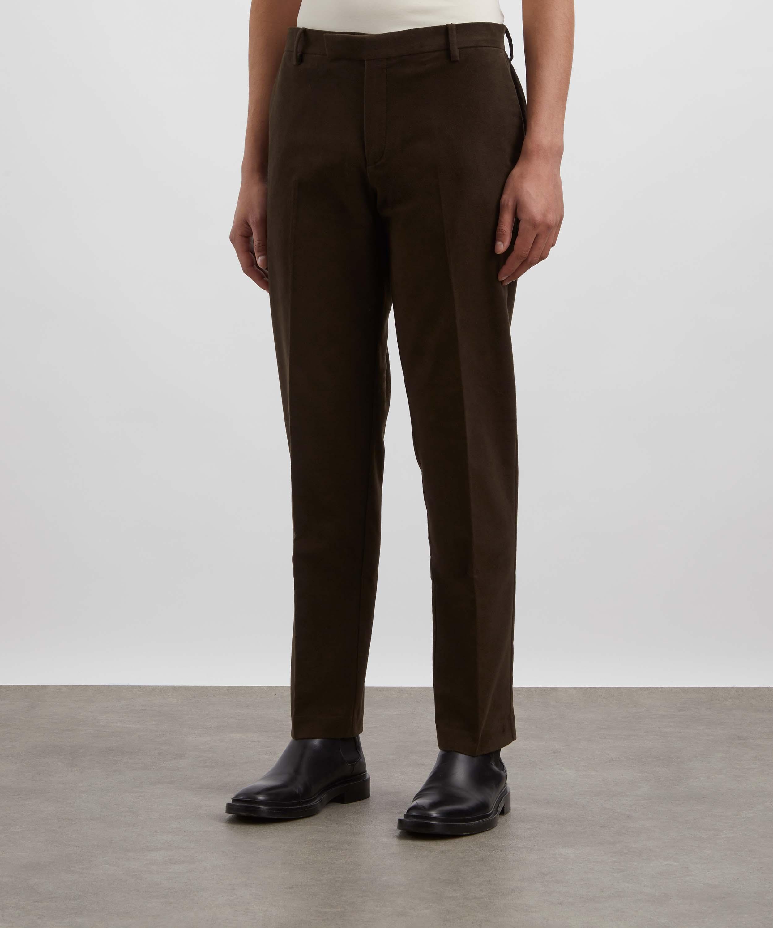 Sunspel - Brown Moleskin Straight Leg Trousers image number 2