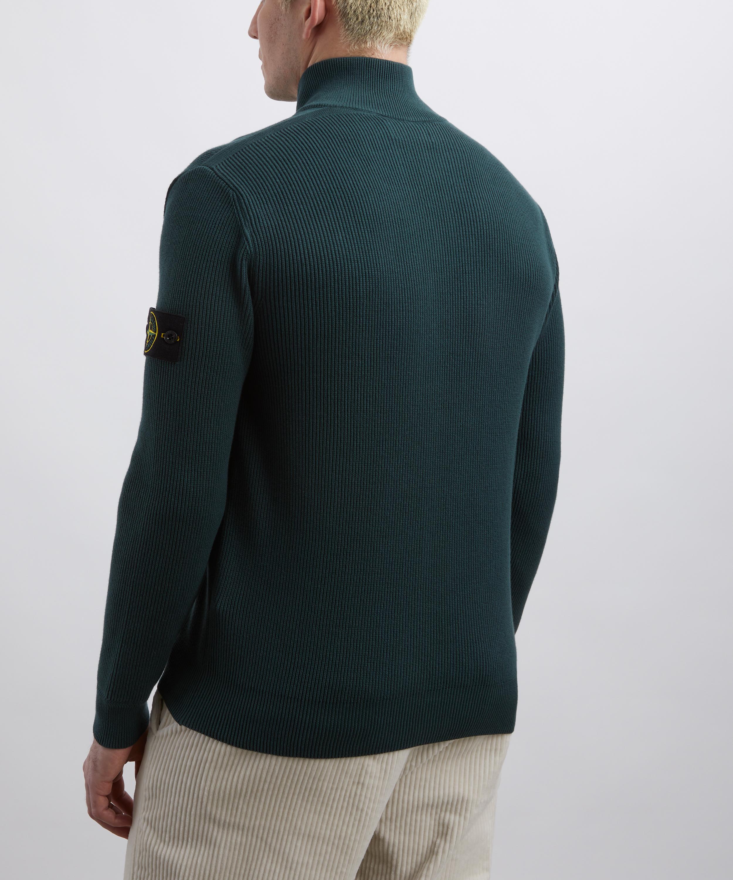 Stone Island - Bottle Green Ribbed Zip Cardigan image number 3