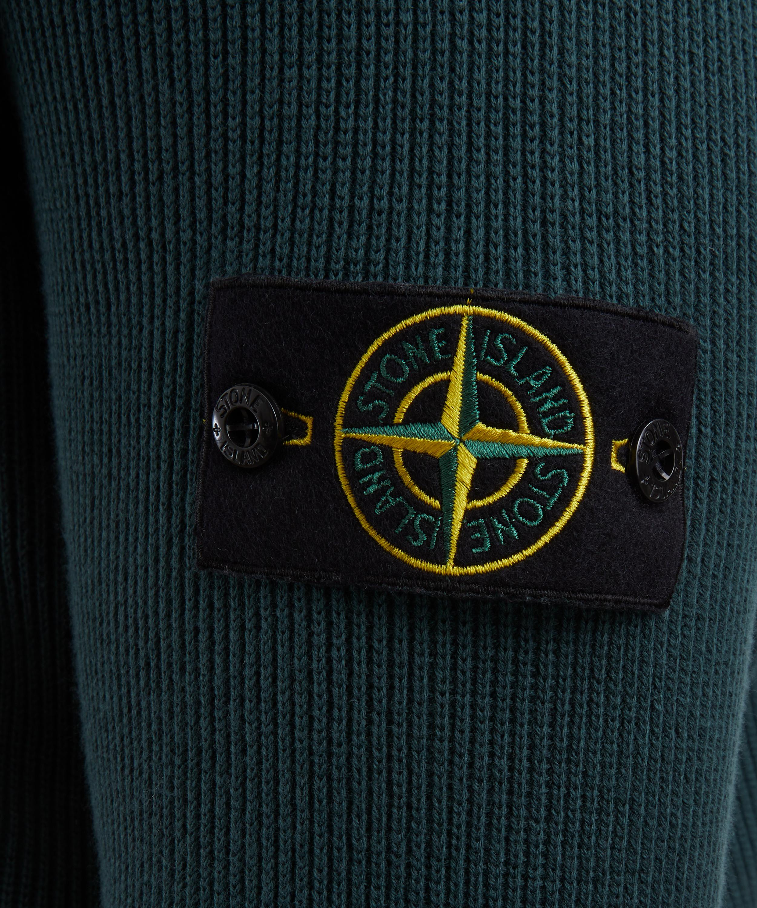 Stone Island - Bottle Green Ribbed Zip Cardigan image number 4