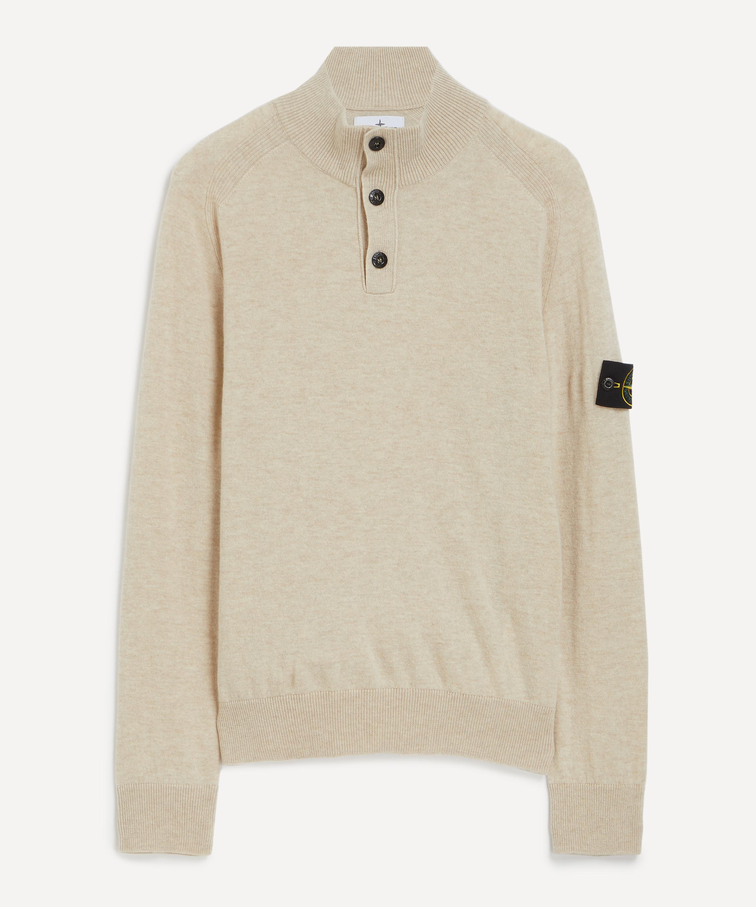 Stone Island - Desert Melange Wool Half-Button Jumper image number 0