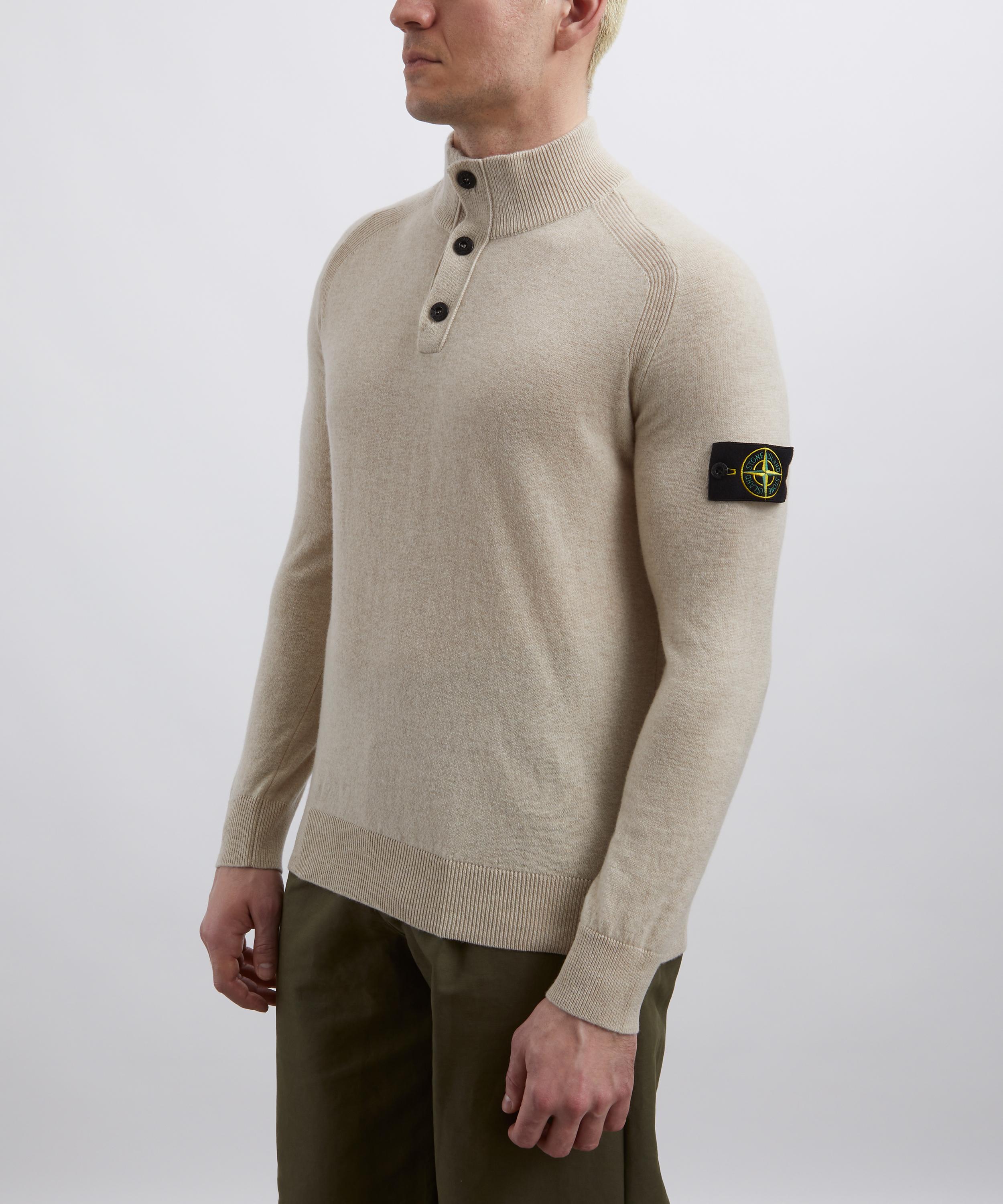 Stone Island - Desert Melange Wool Half-Button Jumper image number 2