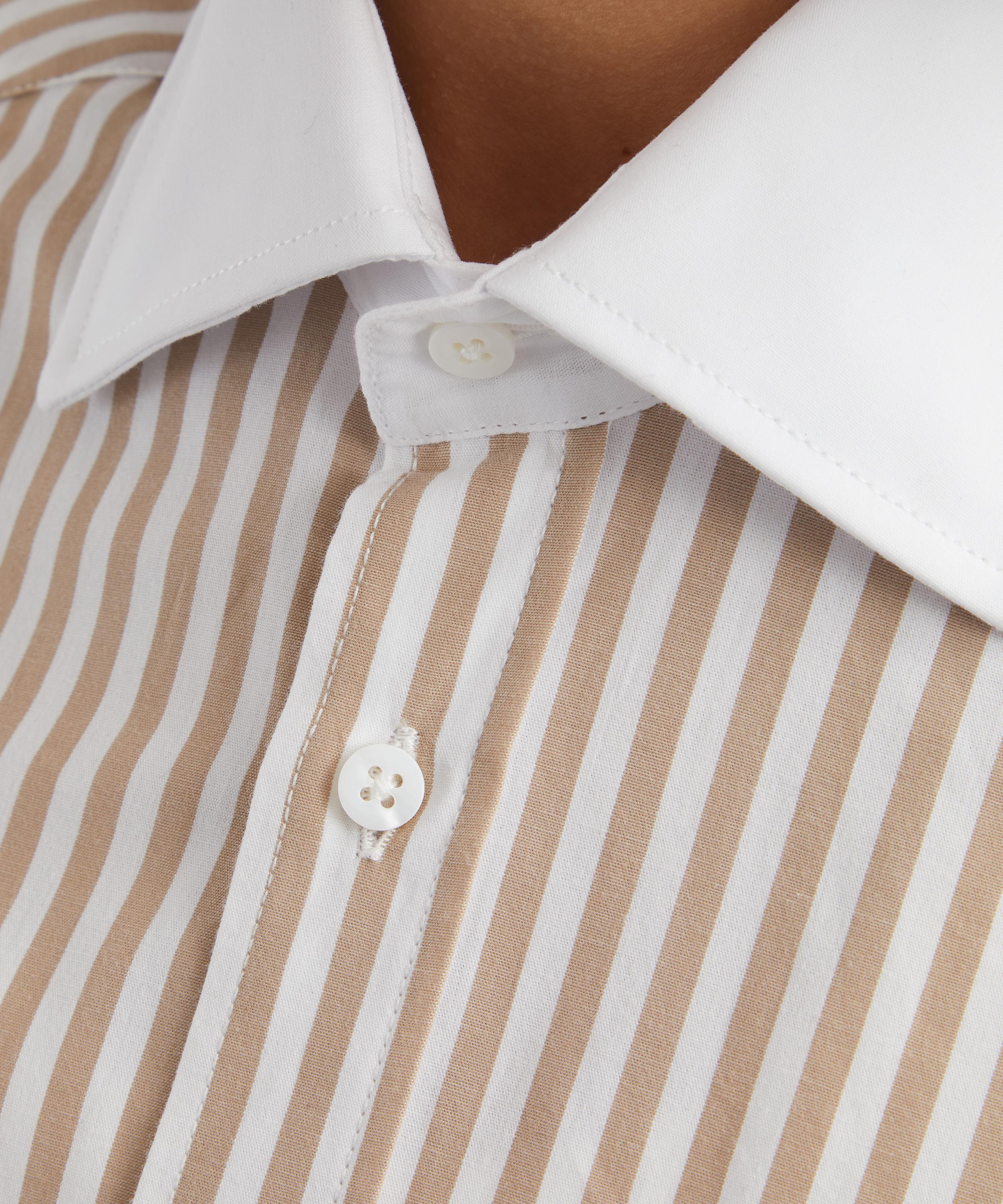 With Nothing Underneath - The Boyfriend Fine Poplin Latte Stripe Shirt image number 4