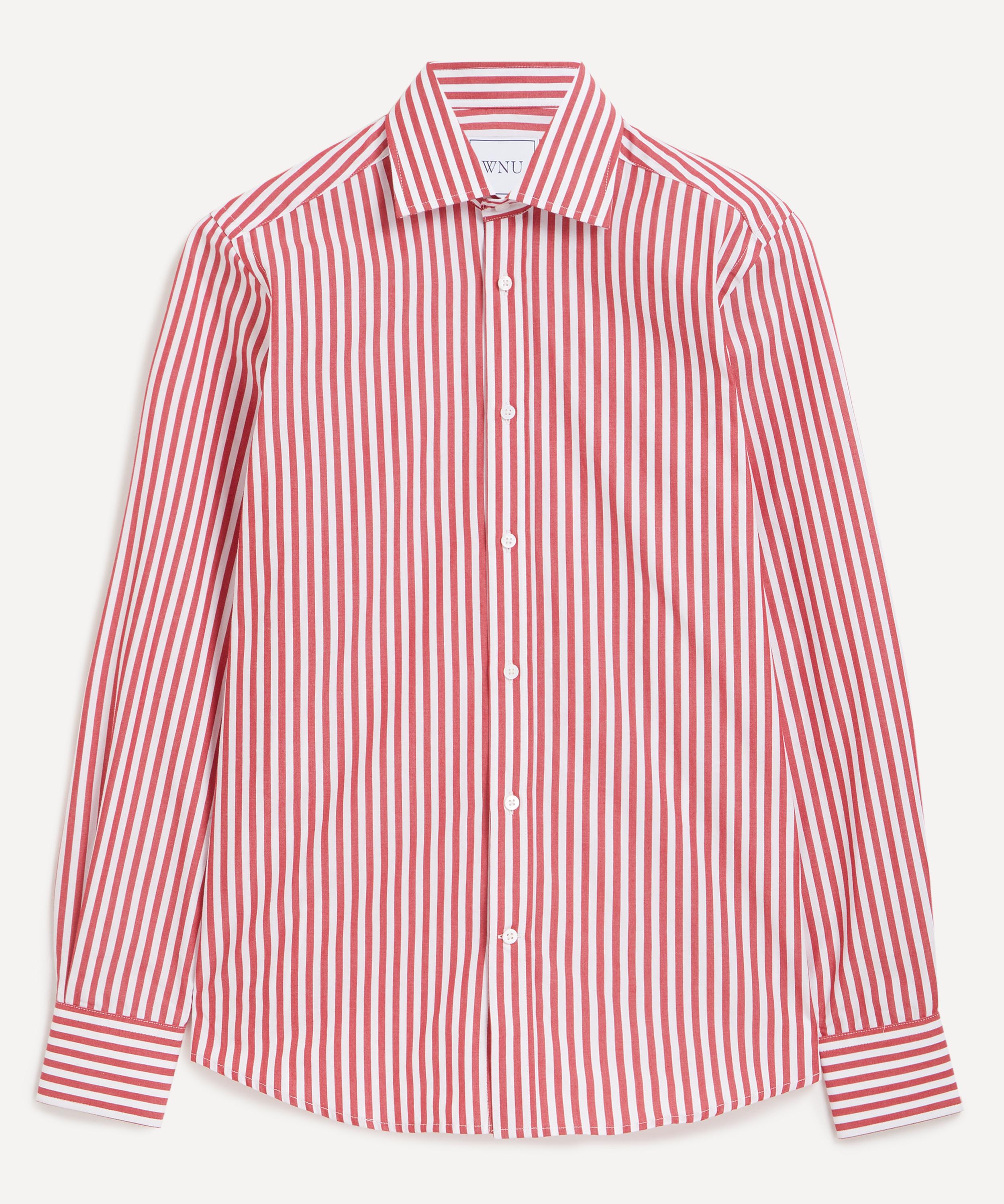 With Nothing Underneath - The Boyfriend Fine Poplin Red Stripe Shirt image number 0