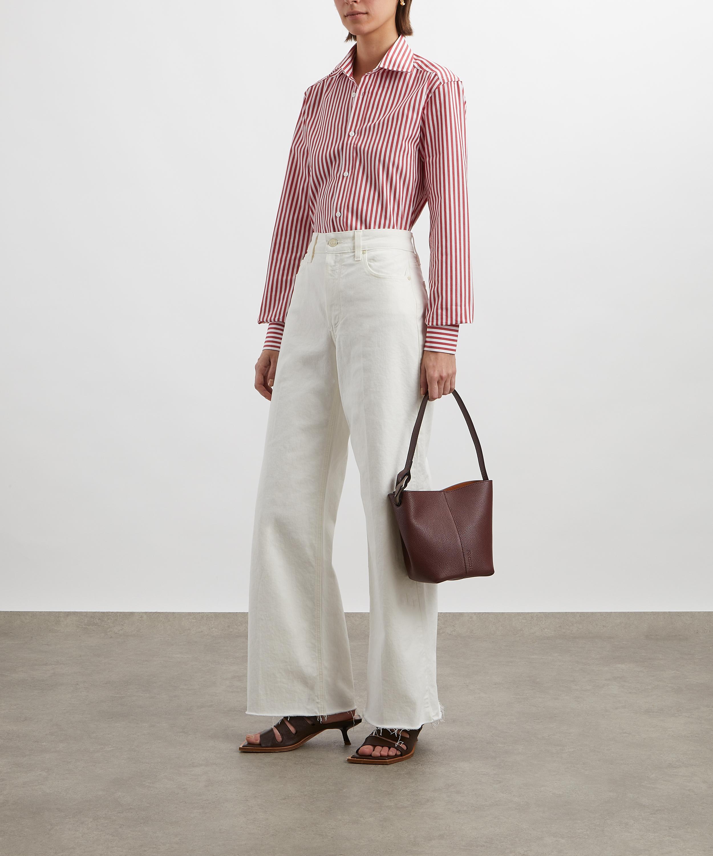 With Nothing Underneath - The Boyfriend Fine Poplin Red Stripe Shirt image number 1