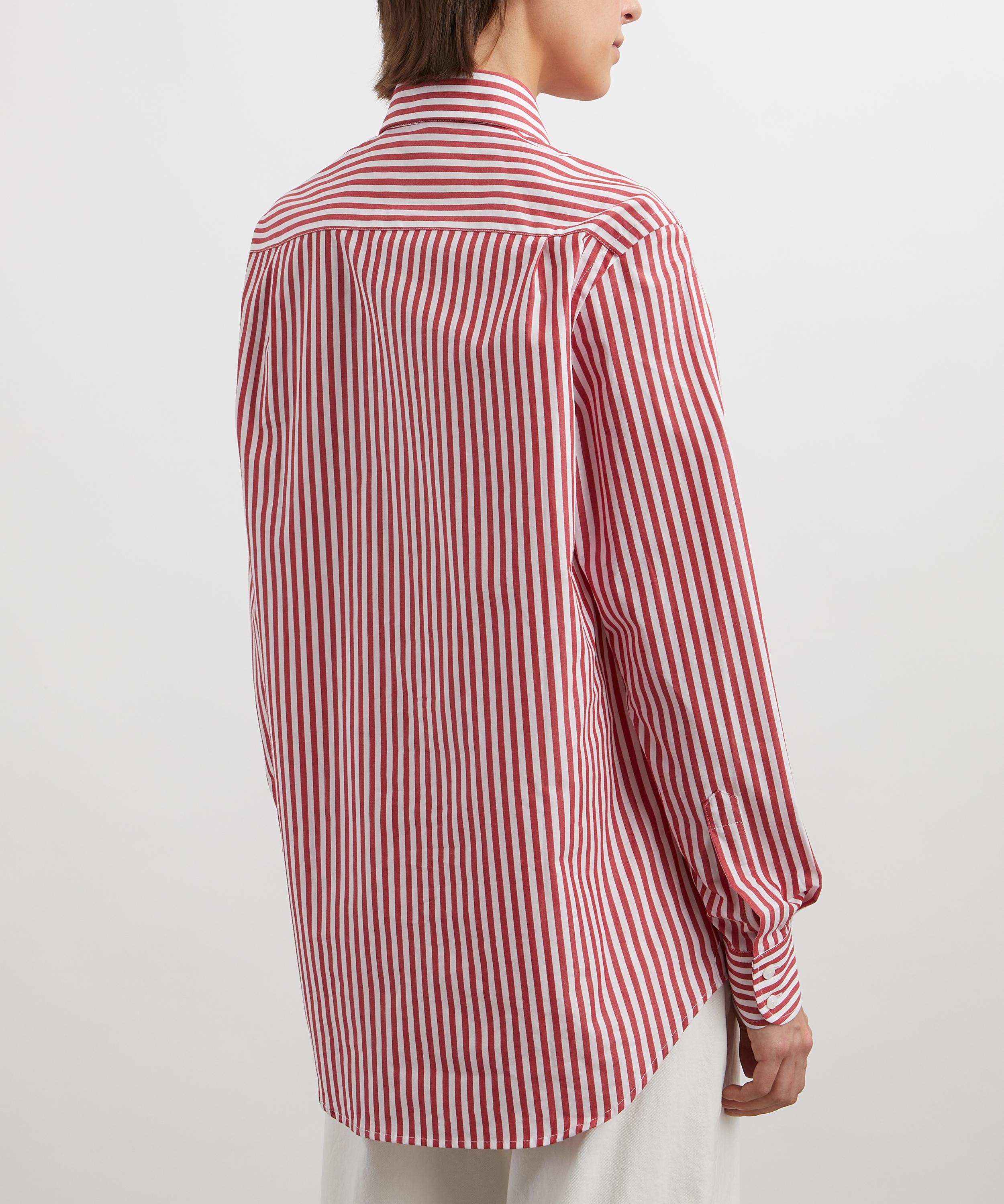 With Nothing Underneath - The Boyfriend Fine Poplin Red Stripe Shirt image number 3