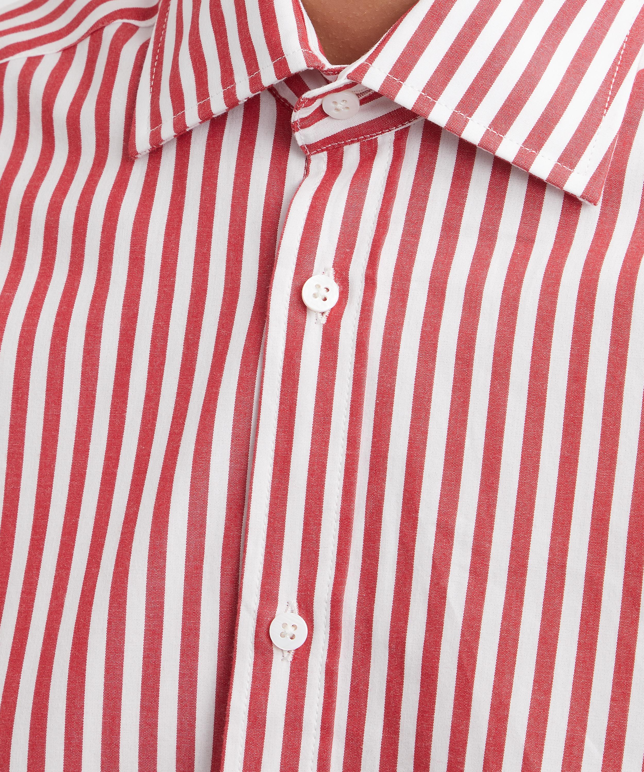 With Nothing Underneath - The Boyfriend Fine Poplin Red Stripe Shirt image number 4