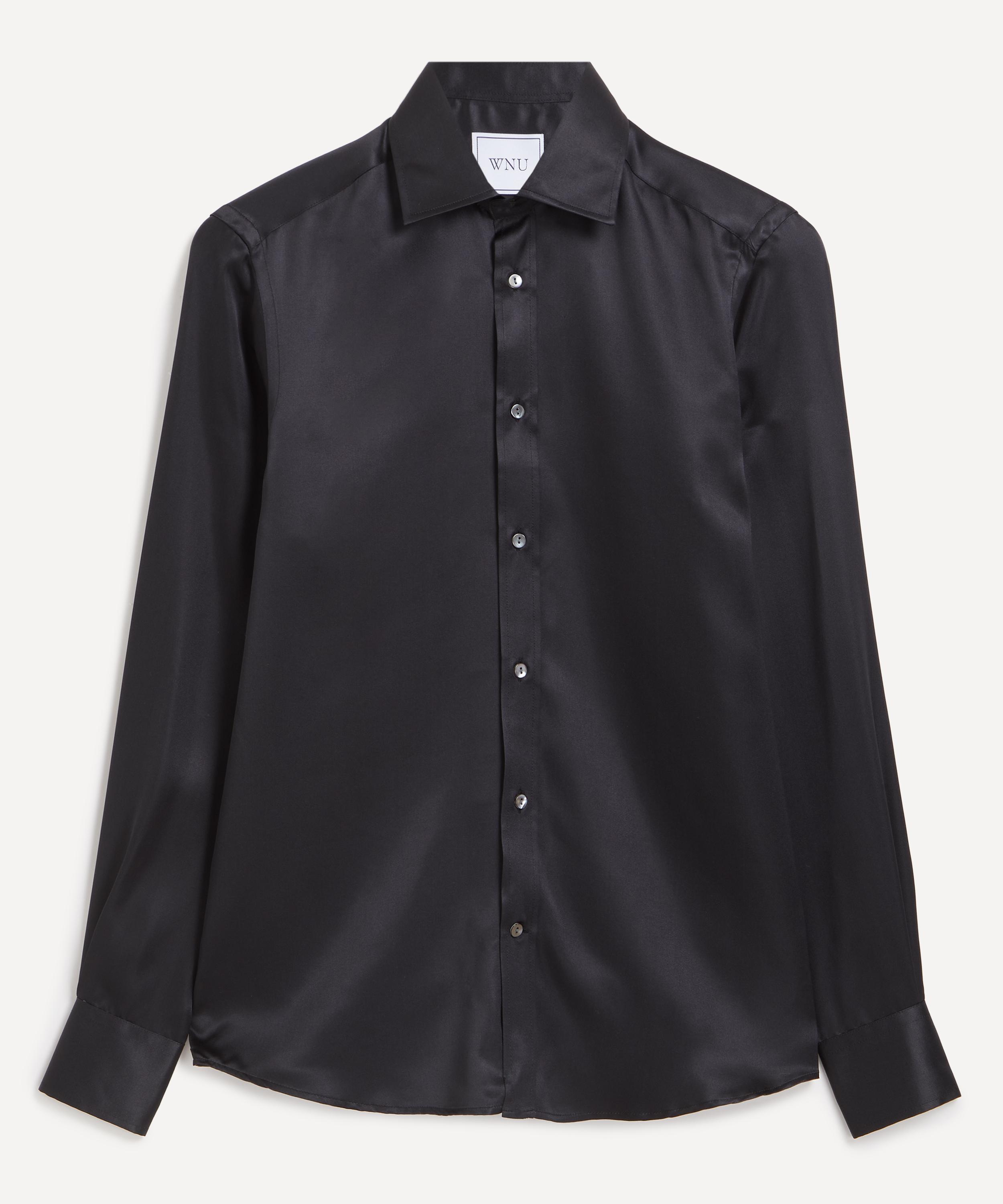 With Nothing Underneath - The Boyfriend Silk Onyx Shirt