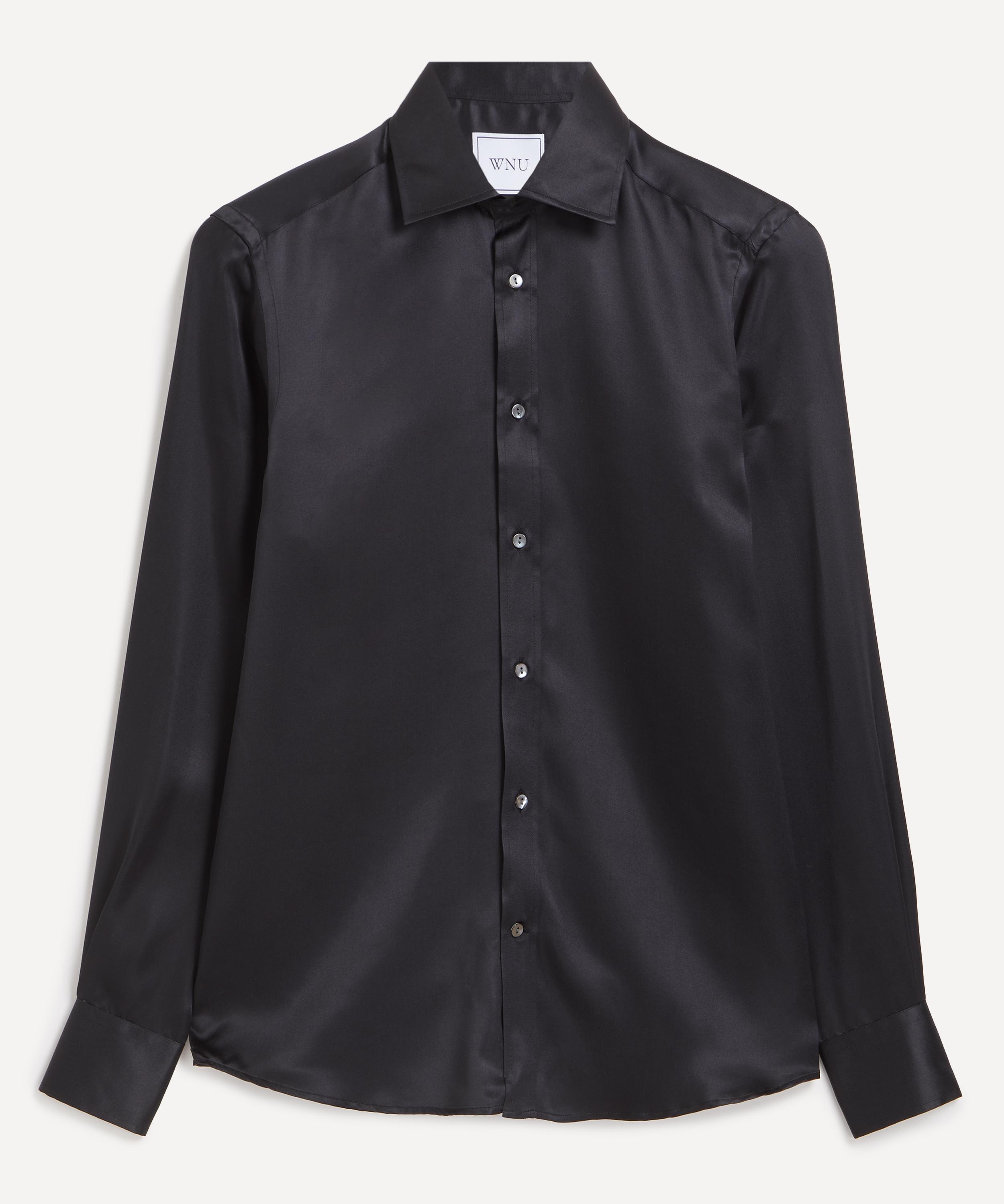 With Nothing Underneath - The Boyfriend Silk Onyx Shirt image number 0