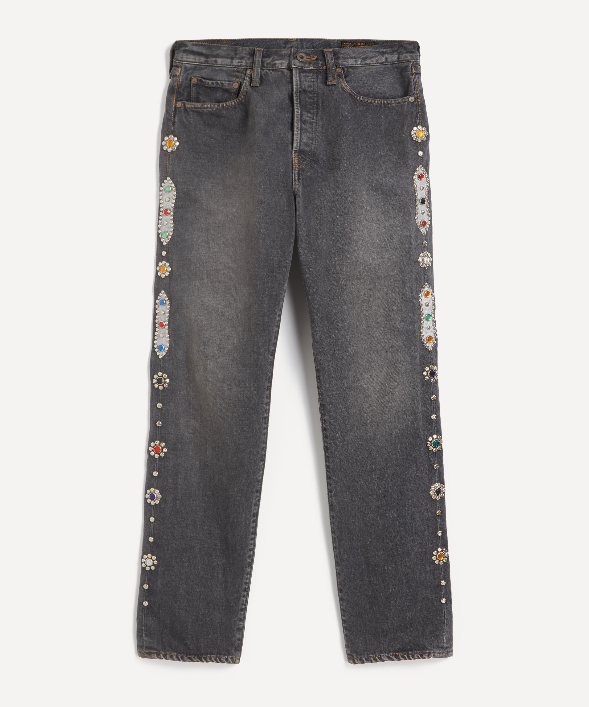 Kapital - 14oz Black Denim 5P MONKEY CISCO Embellished Jeans image number 0