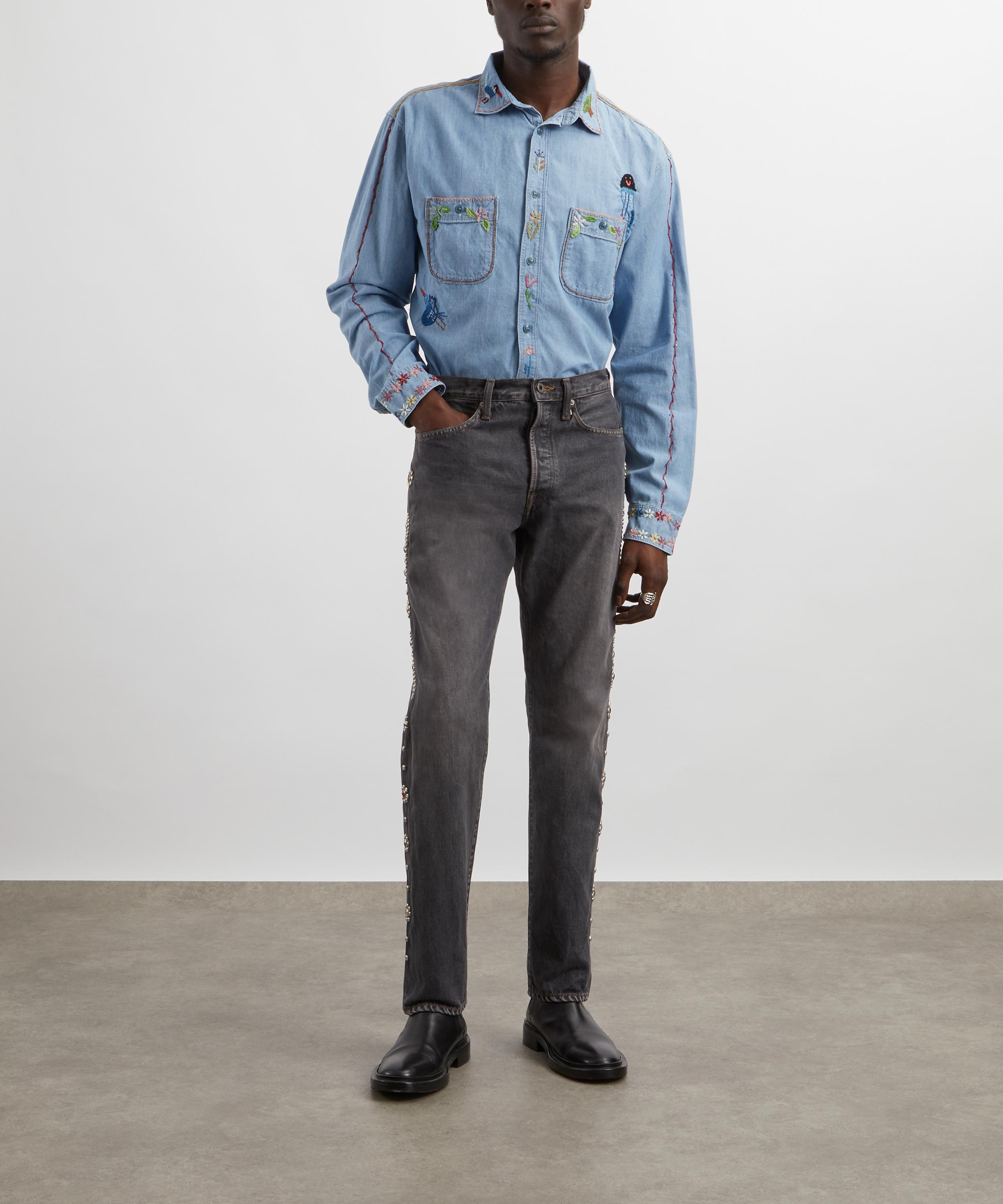 Kapital - 14oz Black Denim 5P MONKEY CISCO Embellished Jeans image number 1
