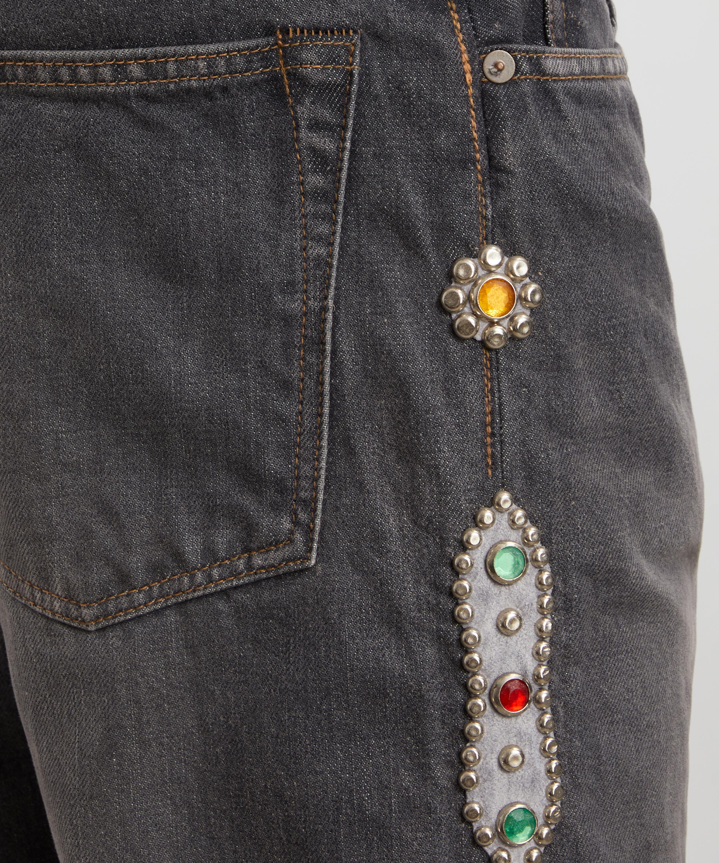 Kapital - 14oz Black Denim 5P MONKEY CISCO Embellished Jeans image number 4