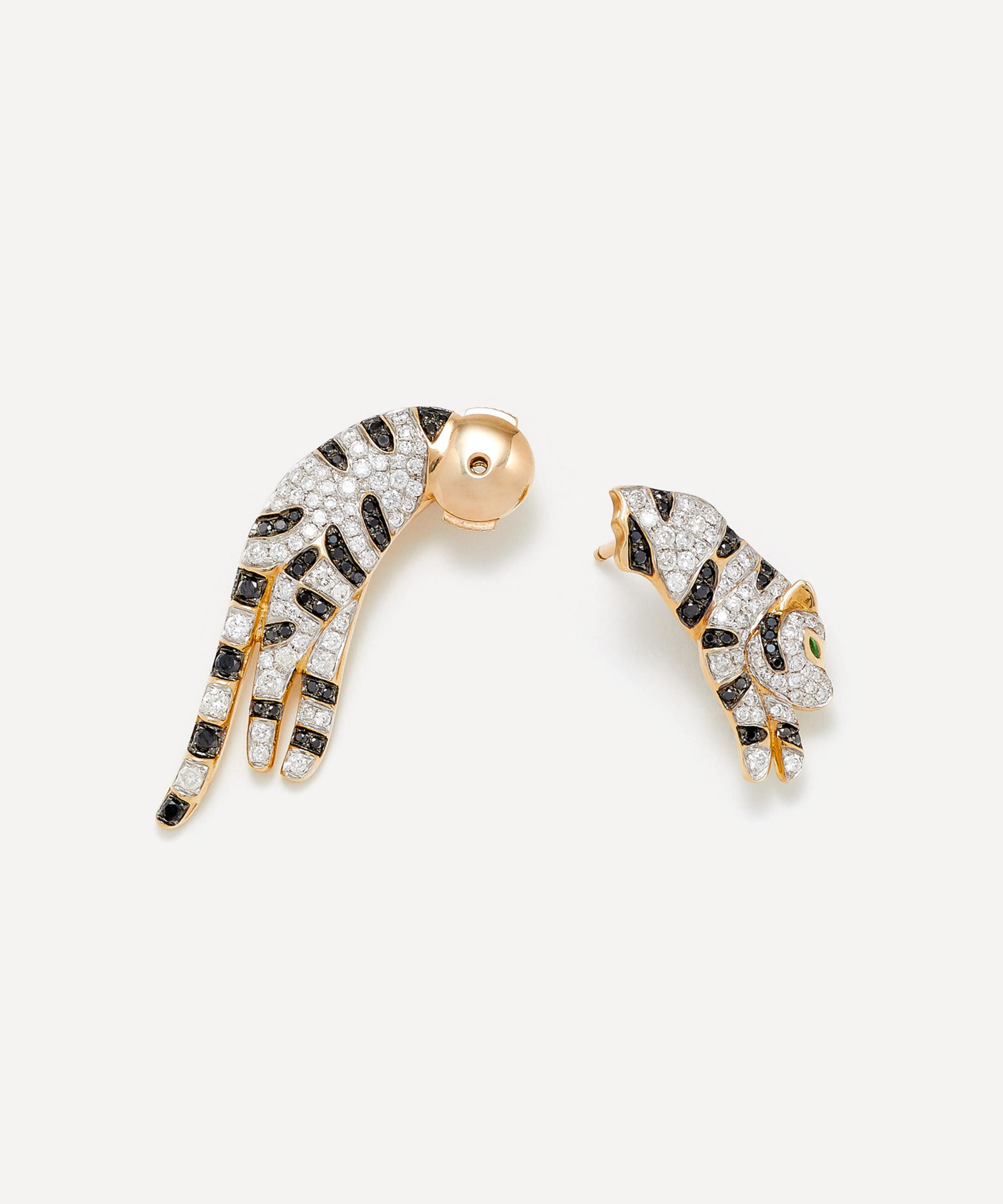 Yvonne L&eacute;on - 9ct Gold Diamond Leopard Stud Ear Jacket image number 2