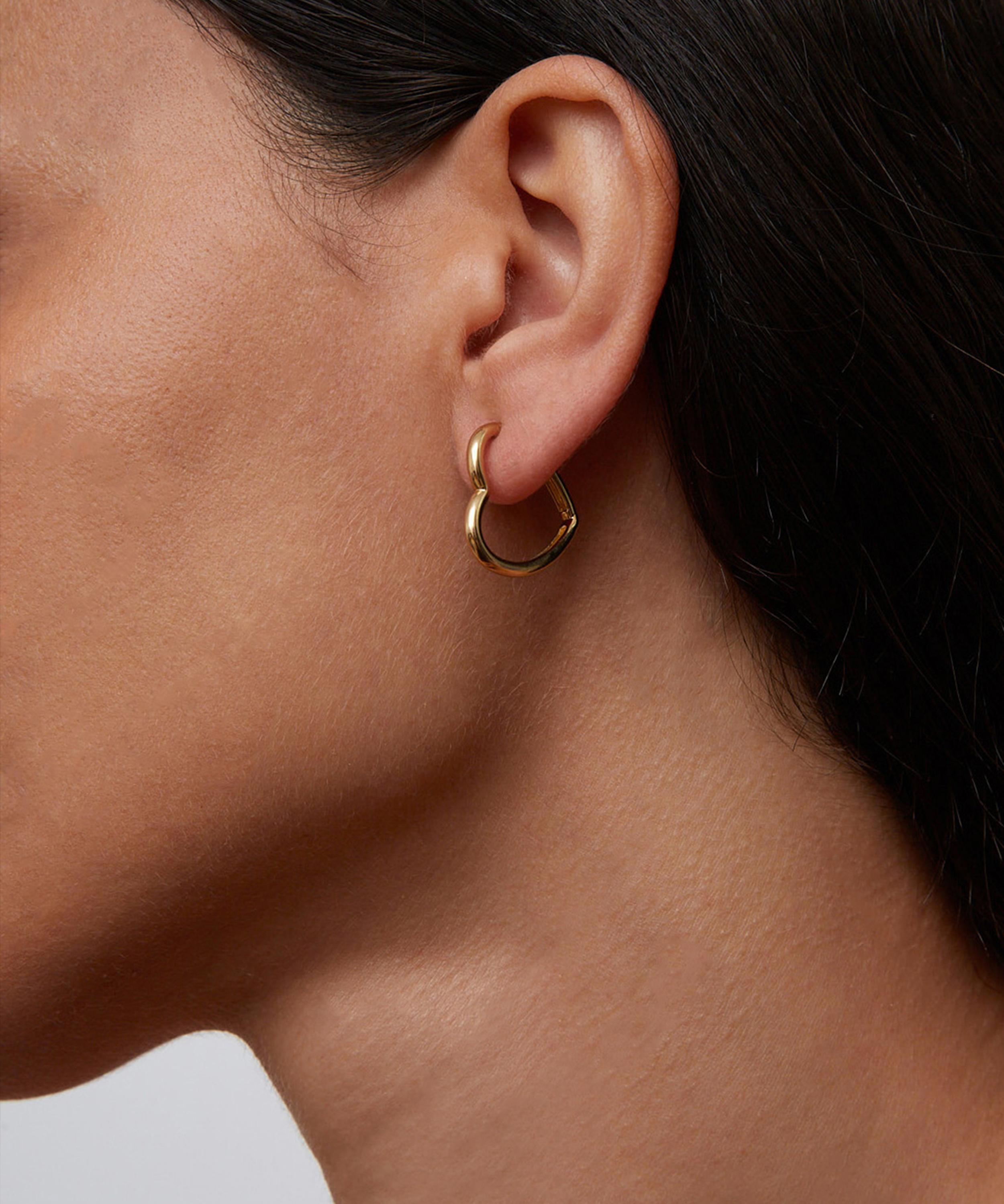Yvonne L&eacute;on - 9ct Gold Heart Hoop Earring image number 1