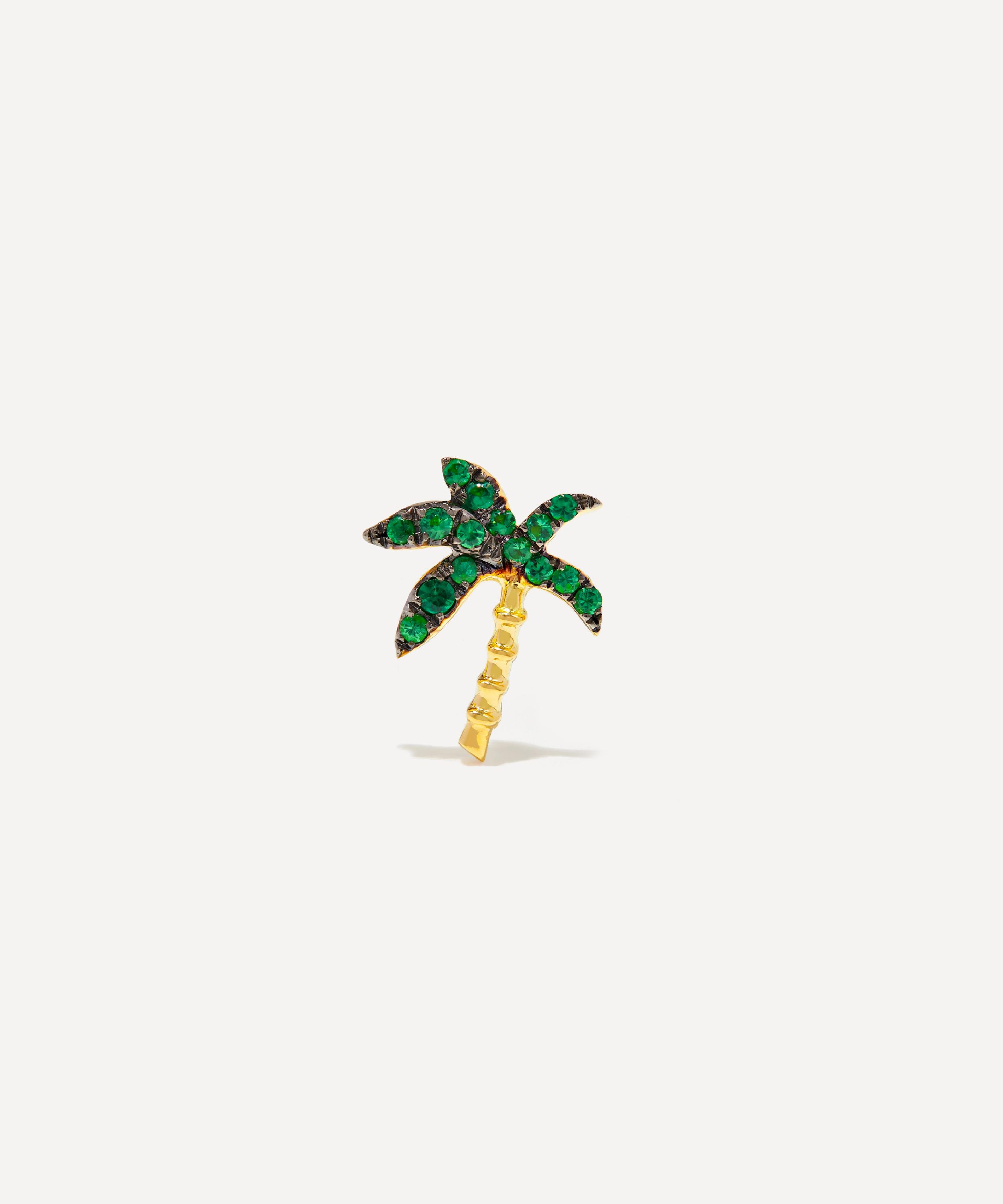 Yvonne Léon - 18ct Gold Puce Palmier Tsavorite Stud Earring image number 0