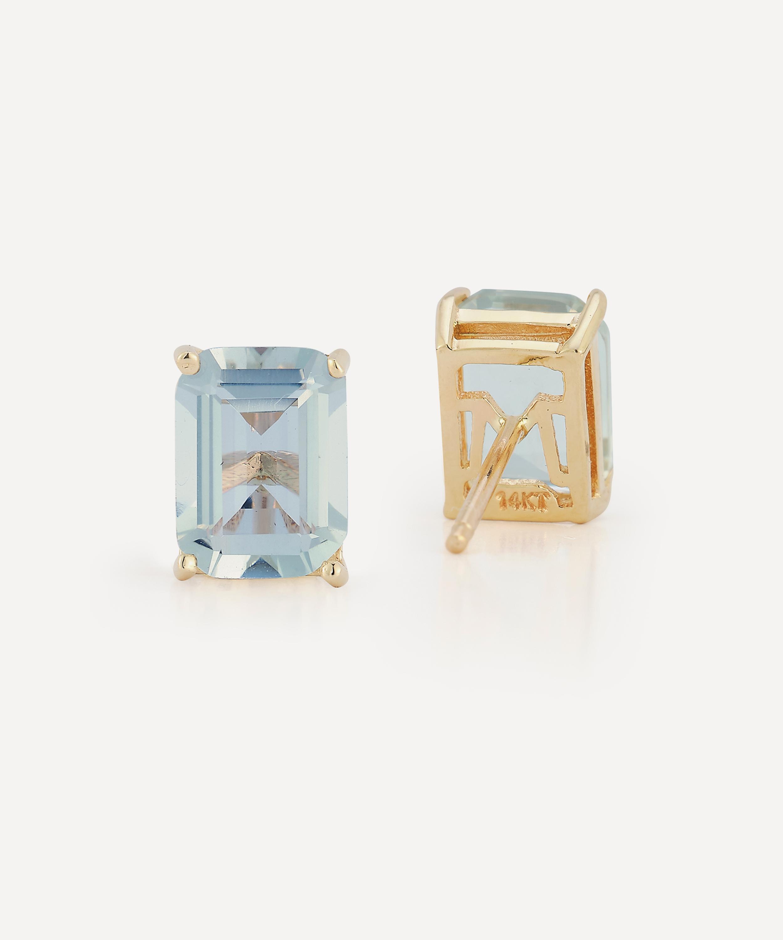 Mateo - 14ct Gold Blue Topaz Stud Earrings image number 2