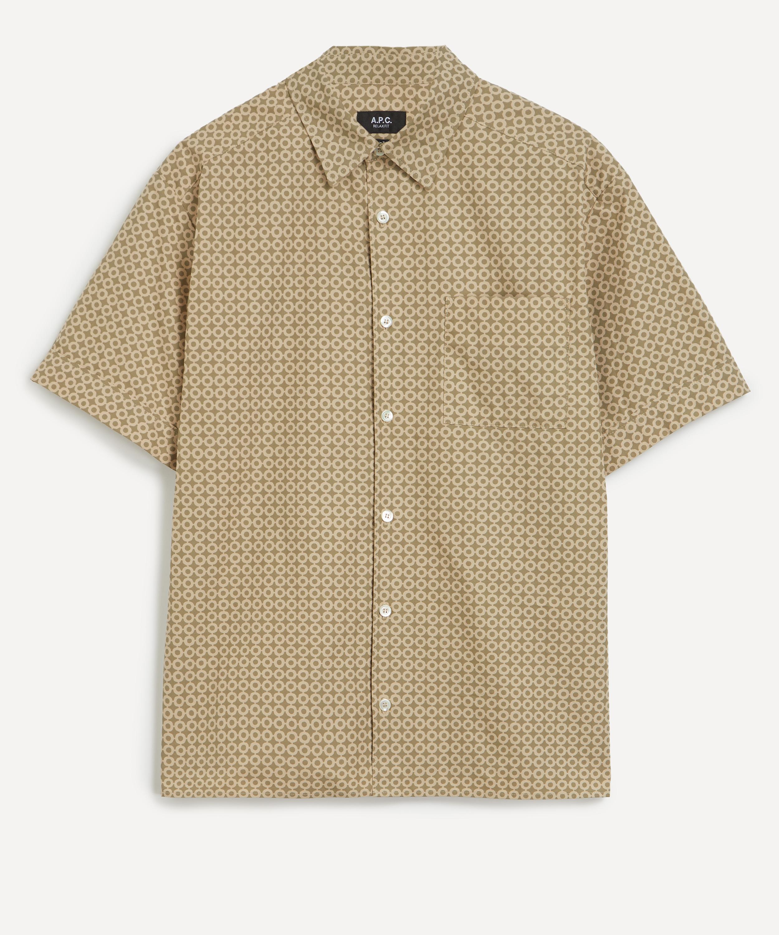 A.P.C. - Ross Taupe Geometric Short-Sleeve Shirt        image number 0