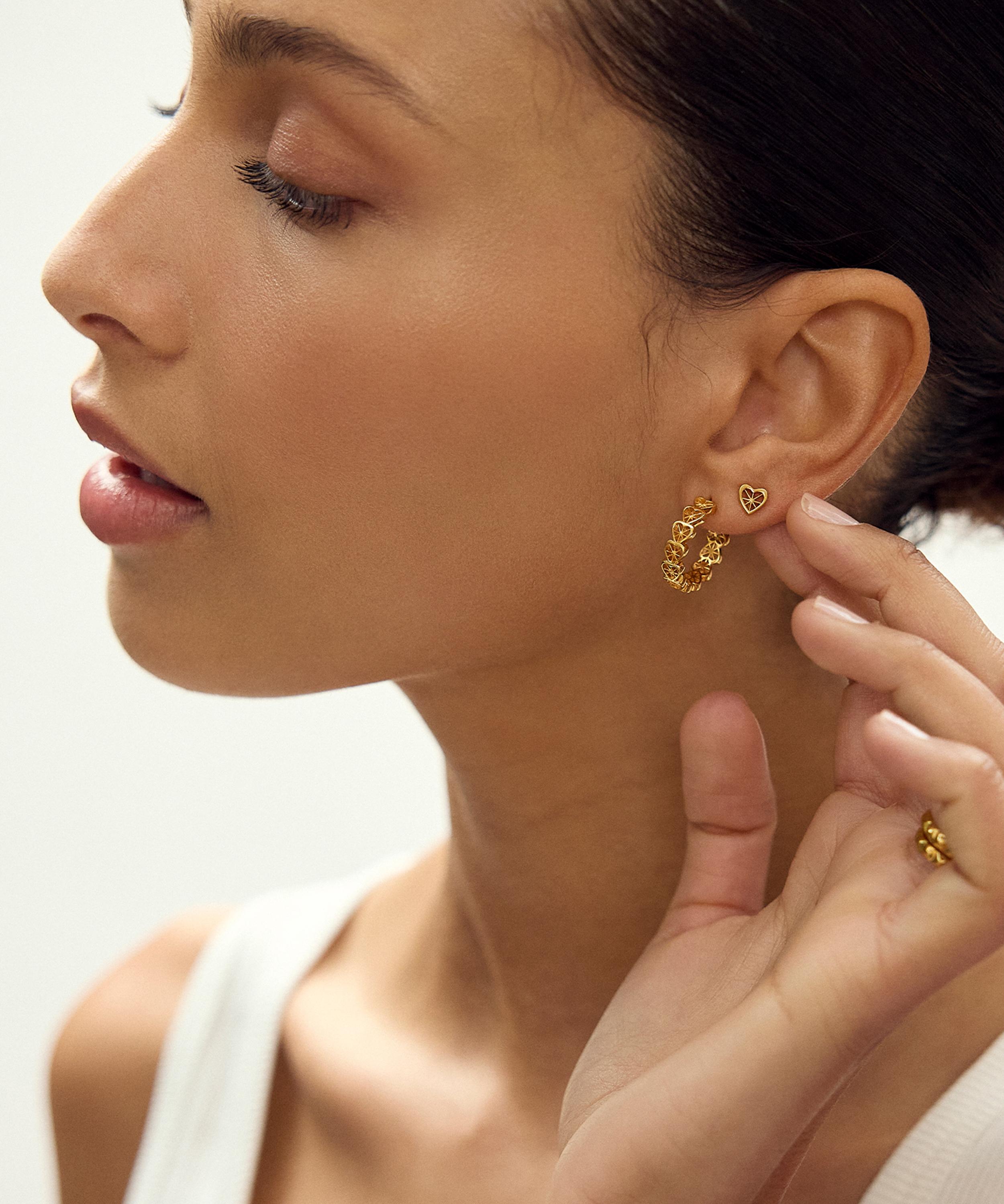 Rachel Jackson - 22ct Gold-Plated Love Story Heart Hoop Earrings image number 1