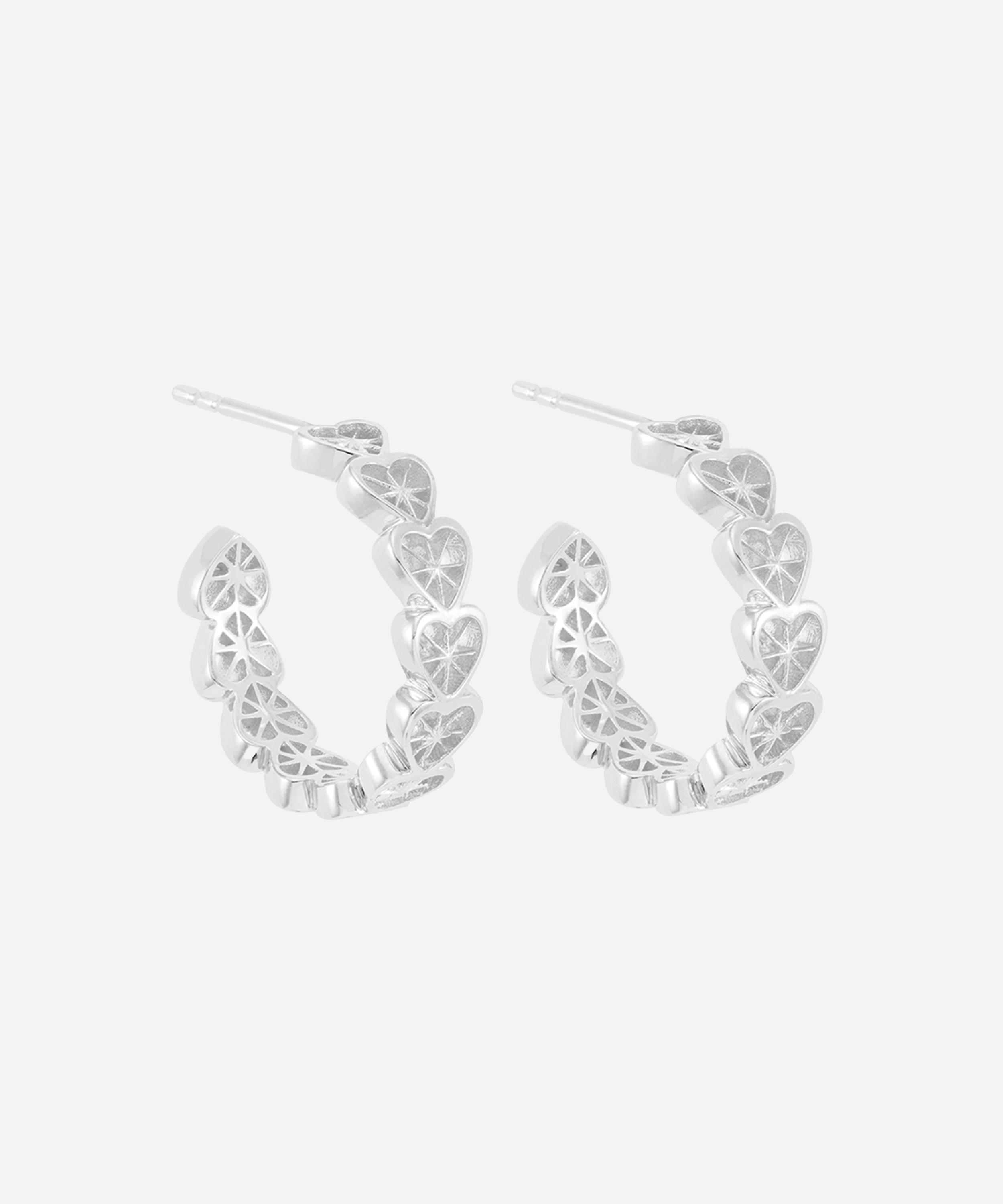 Rachel Jackson - Sterling Silver Love Story Heart Hoop Earrings image number 0
