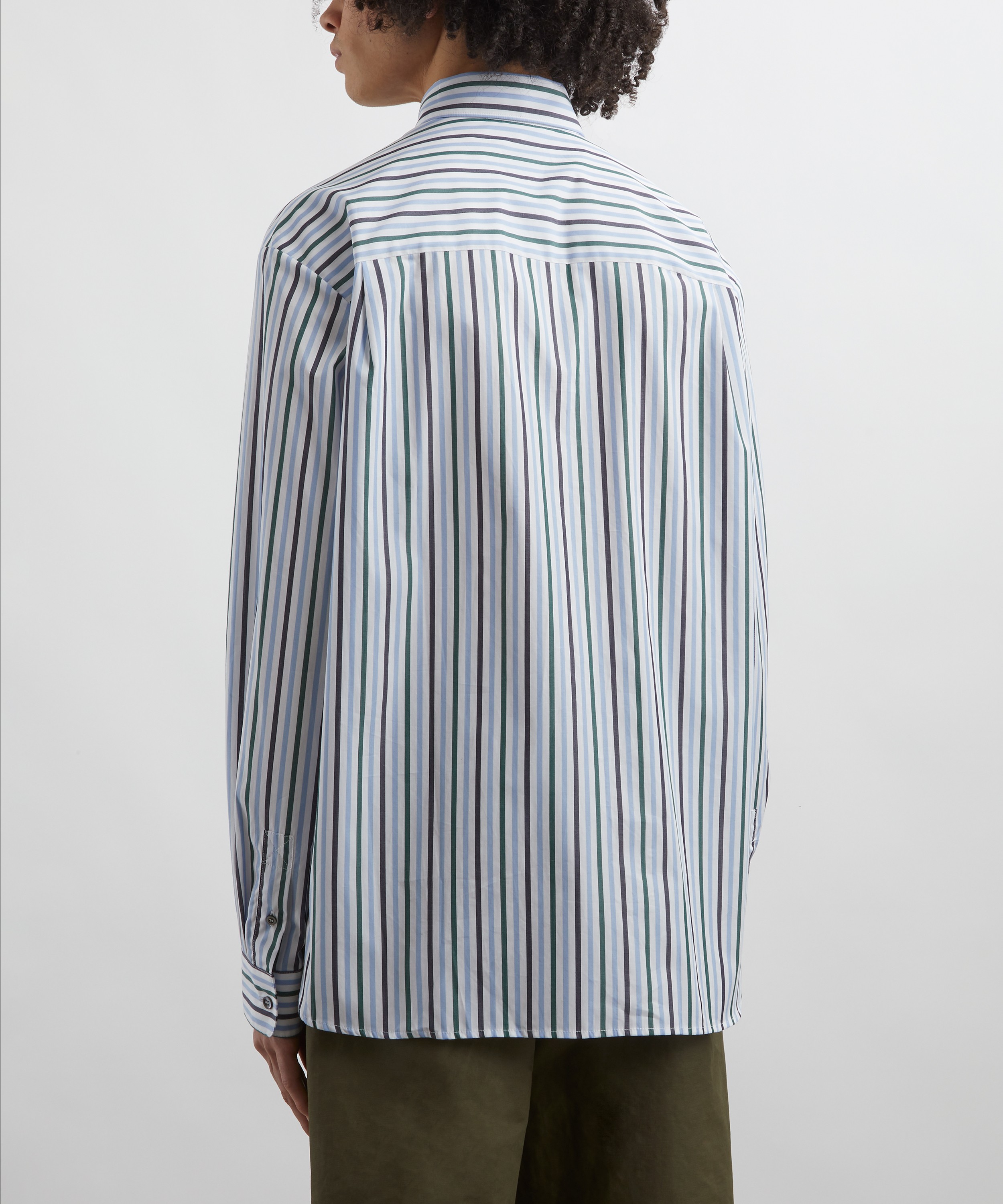 A.P.C. - Dark Navy Blue Striped Mateo Logo Cotton Shirt image number 3