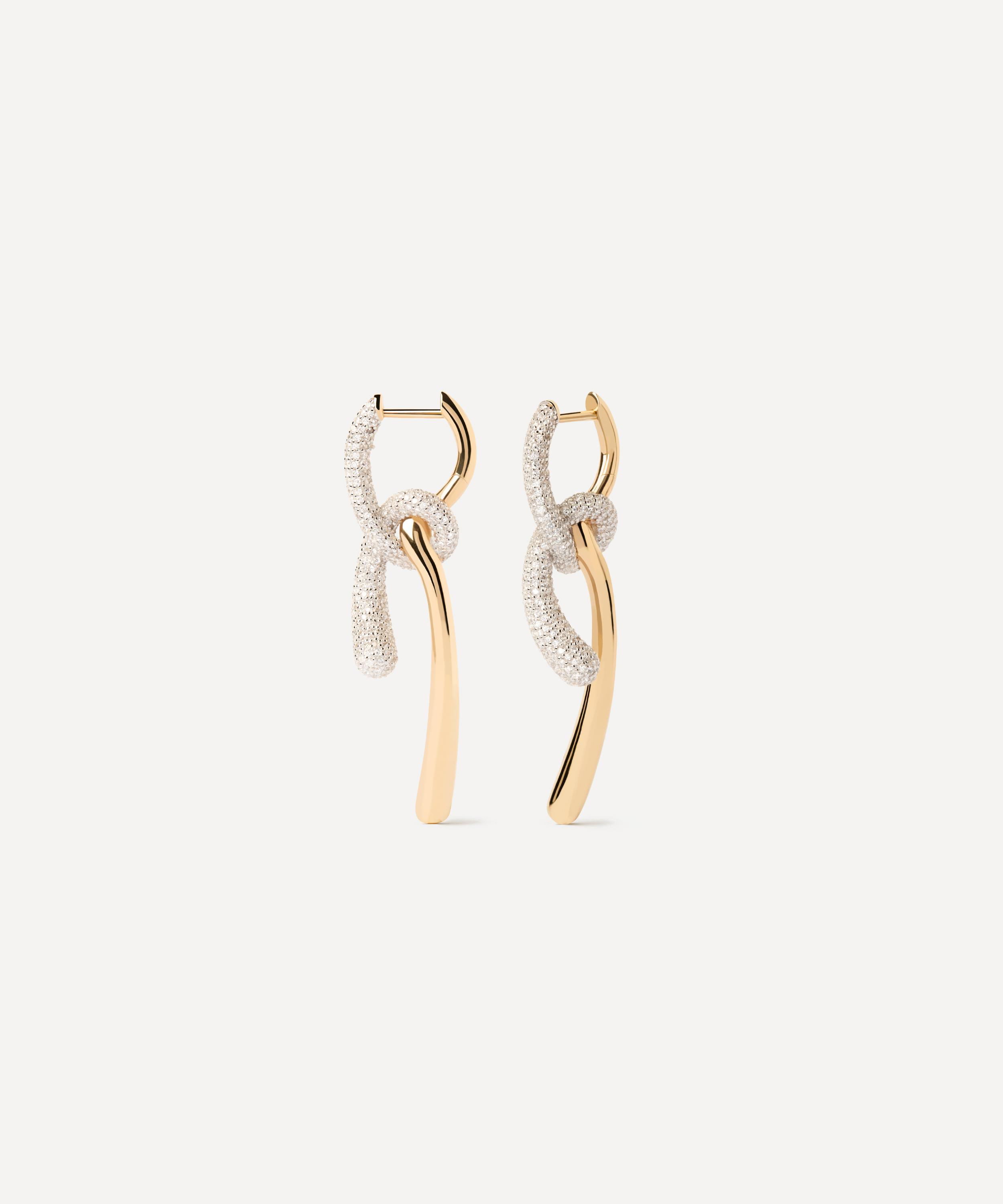 PDPAOLA - 18ct Gold-Plated Pavé Twist Hoop Earrings image number 0