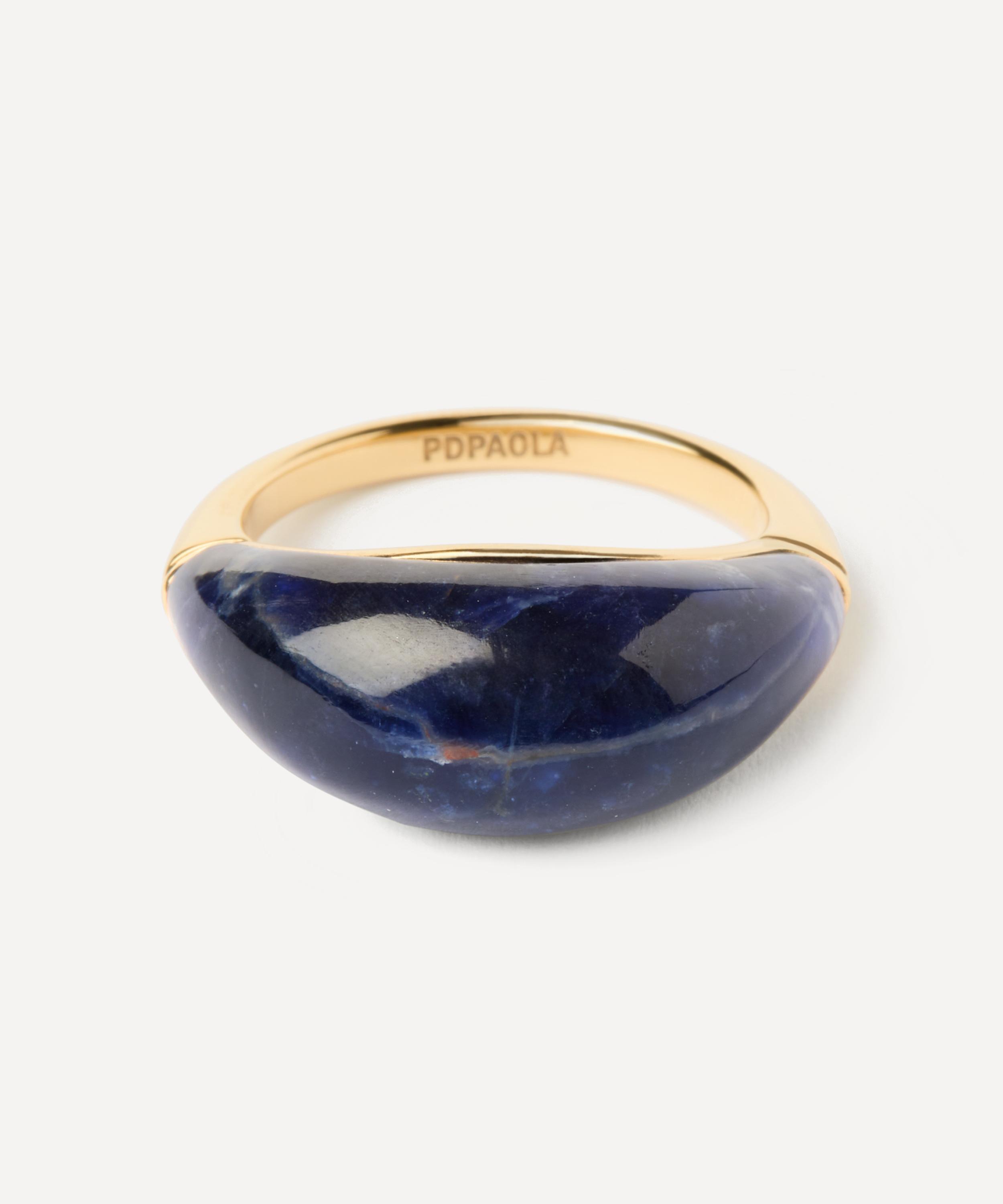 PDPAOLA - 18ct Gold-Plated Sodalite Cosmos Stamp Ring