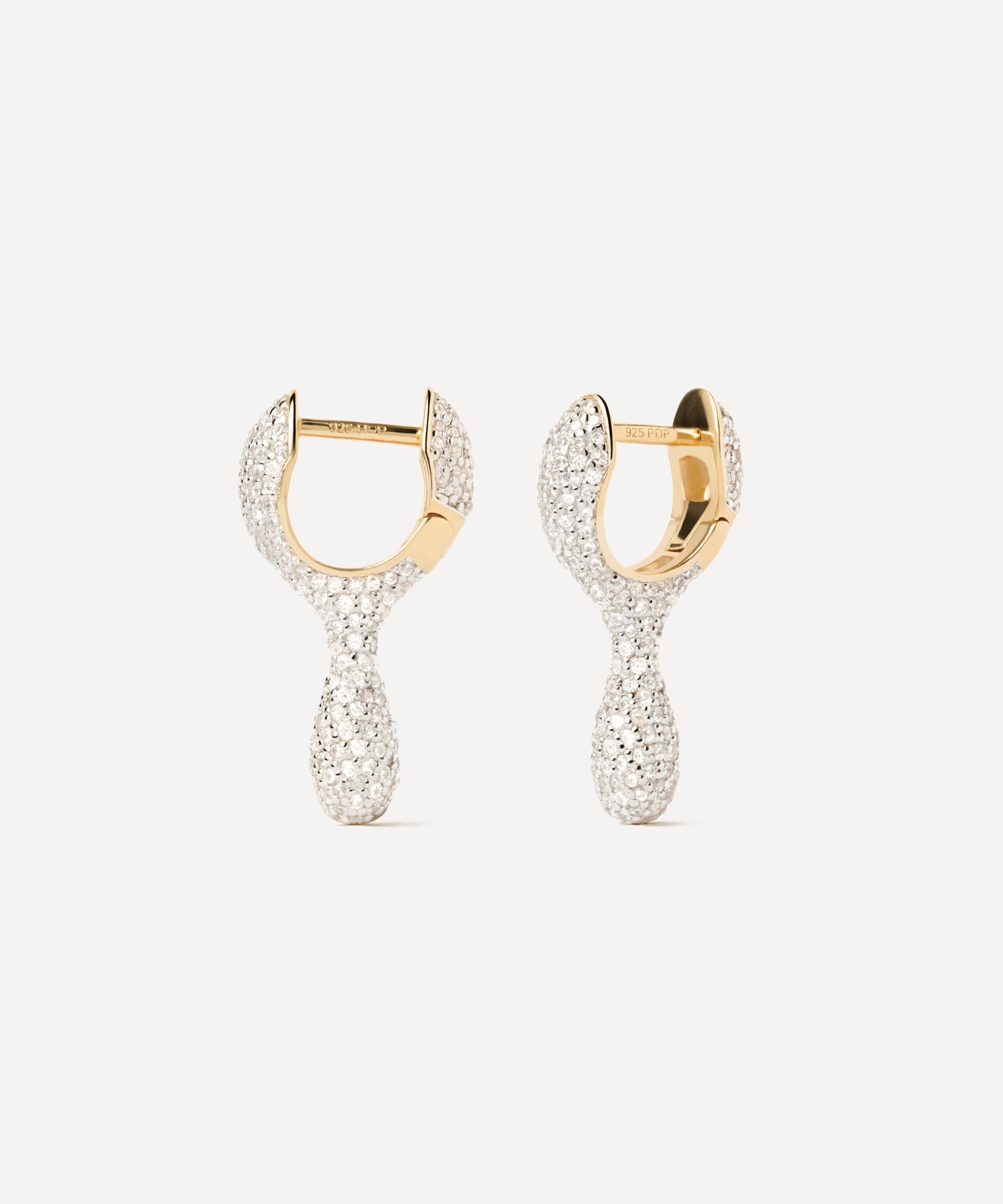 PDPAOLA - 18ct Gold-Plated Pavé Ray Hoop Earrings image number 0